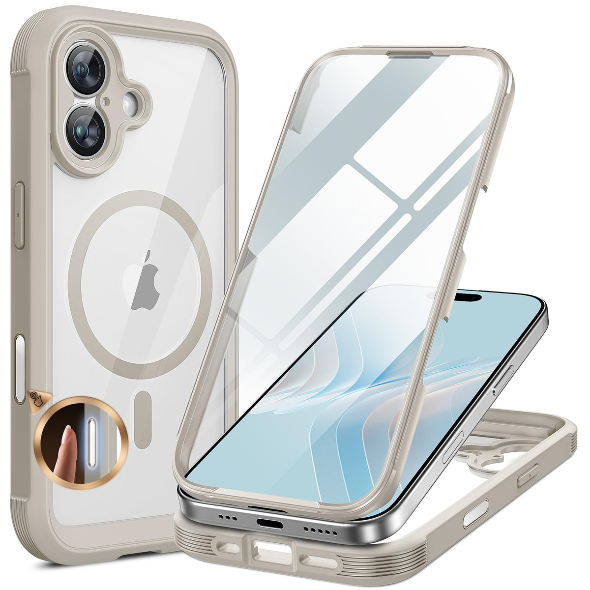 Miracase for iPhone 17e Case & iPhone 16e Case, Full-Body Phone with Built-in Glass Screen Protector, [Magnetic with MagSafe] Military Drop Proof 17 E/ 16 E Cover Bumper 6.1 inch, Black
