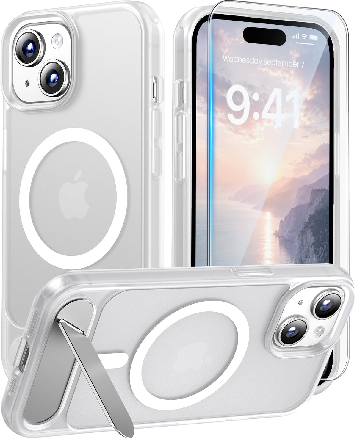 Magnetic for iPhone 16 Pro Case with Stand, Clear Matte