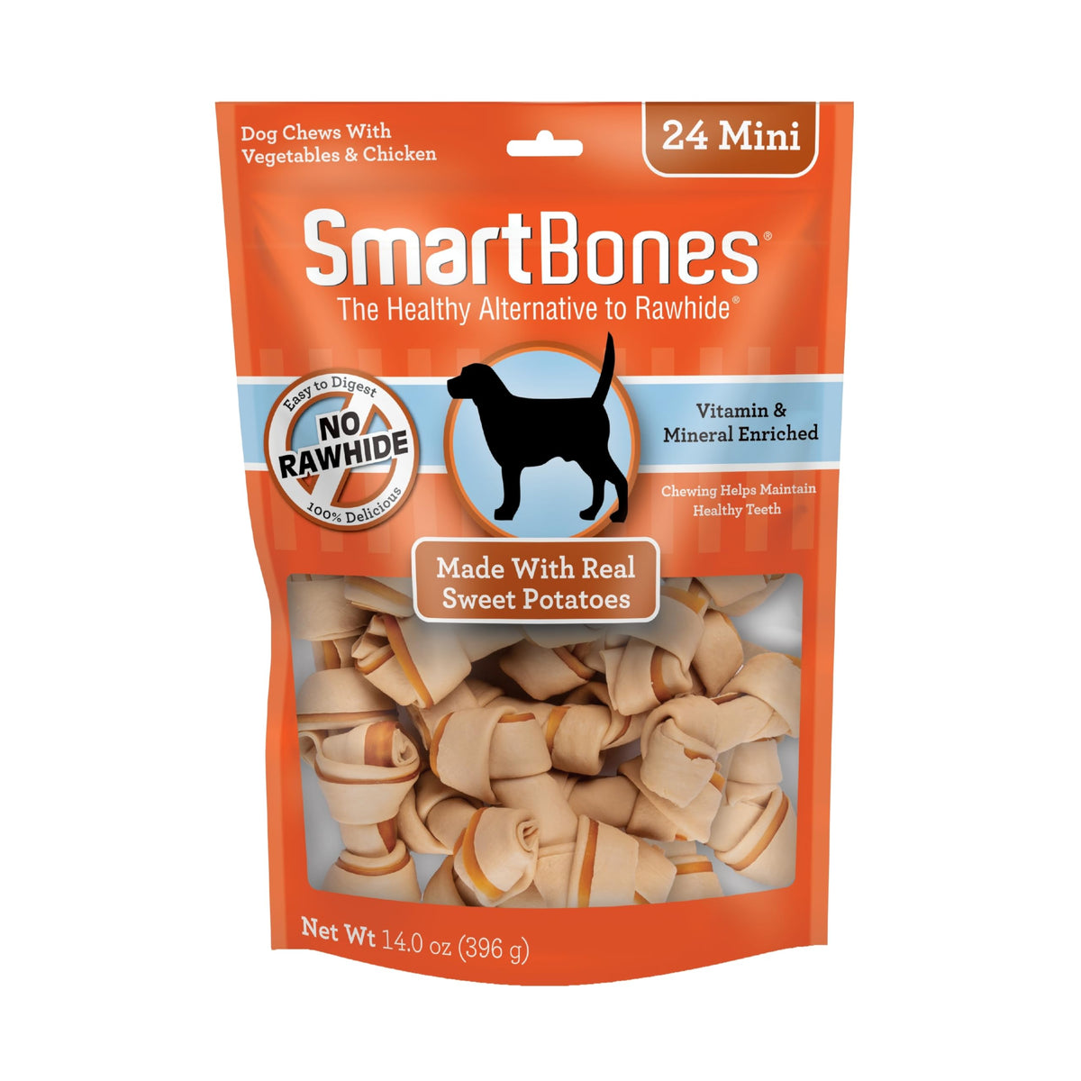 SmartBones Mini Bones Rawhide-Free Dog Treat, Real Peanut Butter, 24 Count