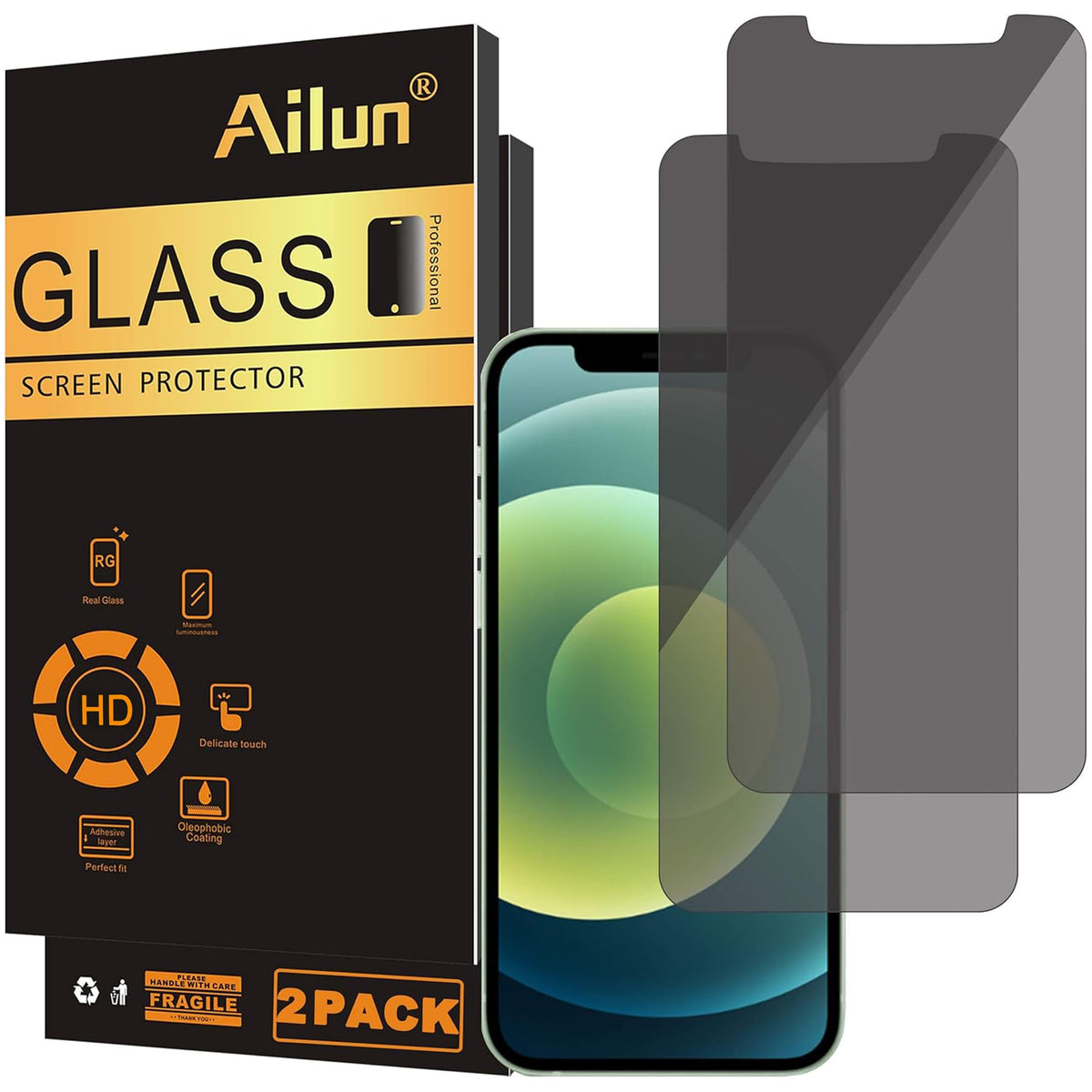 Ailun 3 Pack Privacy Screen Protector for iPhone 17 Pro Max, Tempered Glass
