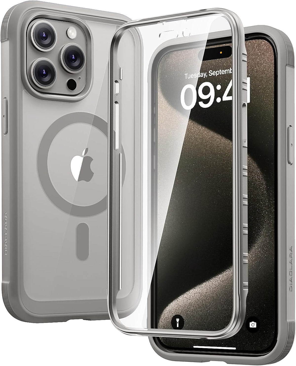 Diaclara Designed for iPhone 15 Plus Case 6.7 Inch, Full-Body Clear Bumper Cases w/Built-in Screen Protector, 360 Protective Rugged Case + Glass Camera Lens Protector,Mint Green