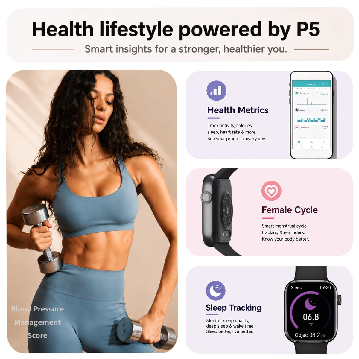 Smart Watch for Men Women Answer/Make Call, 1.85" Smartwatch, Fitness Watch with Heart Rate Blood Pressure Sleep Monitor,IP68 Waterproof Step Counter Watch Compatible Android IOS black