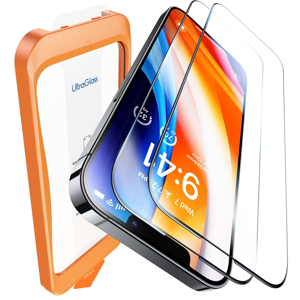UltraGlass Crystal Armor for iPhone 16 Pro Screen Protector (No Black Bezels) 9H+ Military-Grade Shatterproof Screen Protector 16 Pro Tempered Glass, One Step Easy Installation, 1 Piece