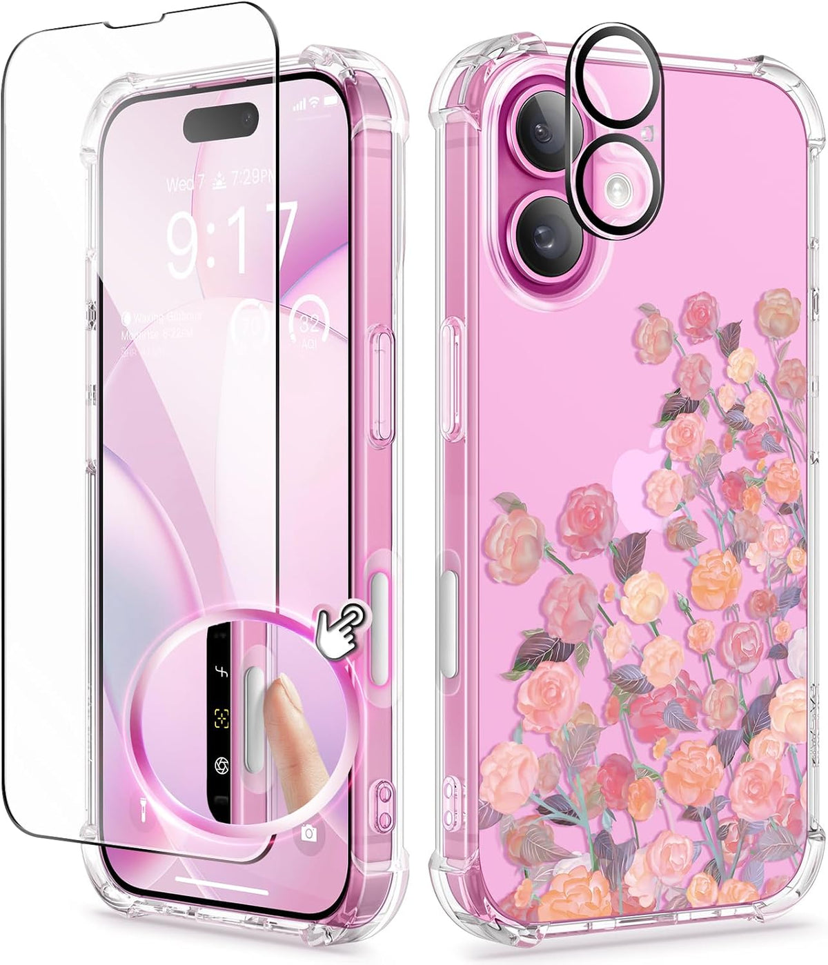 GVIEWIN for iPhone 11 Case Floral, Screen Protector & Camera Lens Protector