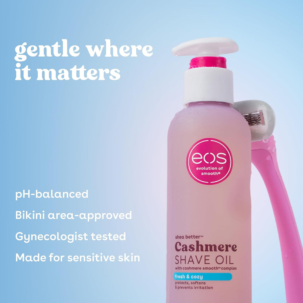 eos Cashmere Shave Oil- Fresh & Cozy, Moisturizing Shea Butter, 6 fl oz