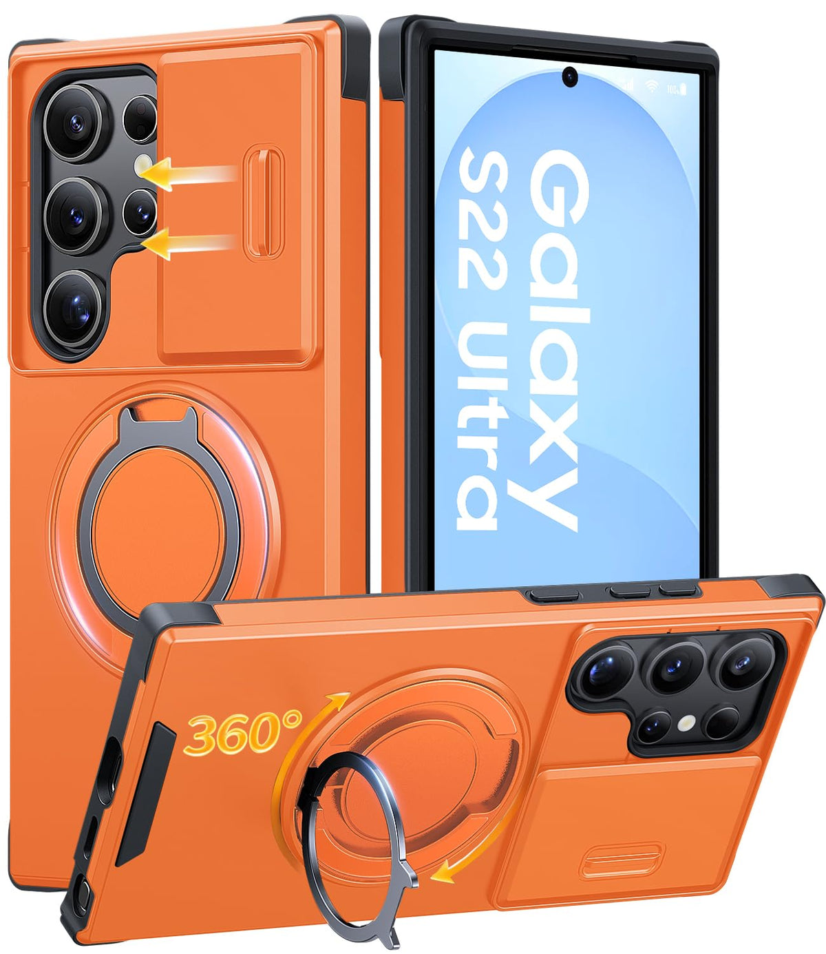 JAME for Samsung Galaxy S26 Case with Ring Stand & Slide Camera Cover