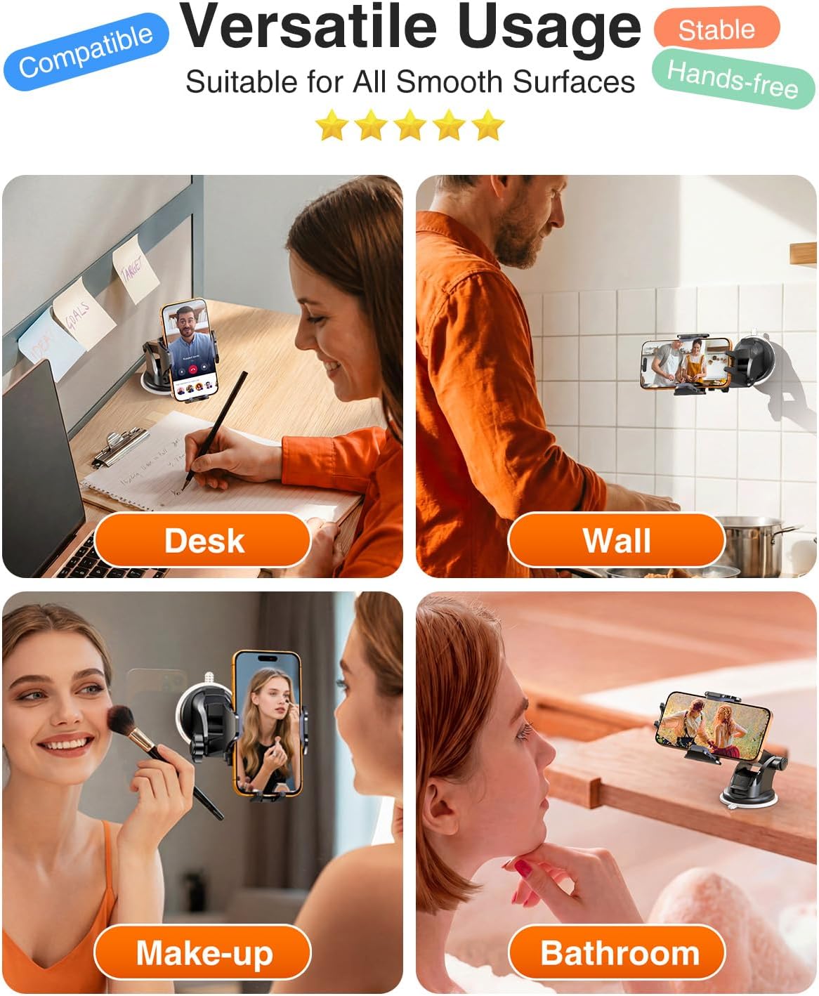 VANMASS Car Phone Holder 2026 Ultimate True Military-Grade【Upgraded Strongest Suction & Clip】 Cell Phone Shower & Wall Mounts Truck Windshield Dashboard Vent for iPhone 18 Pro Max 17 16 15 14 Android