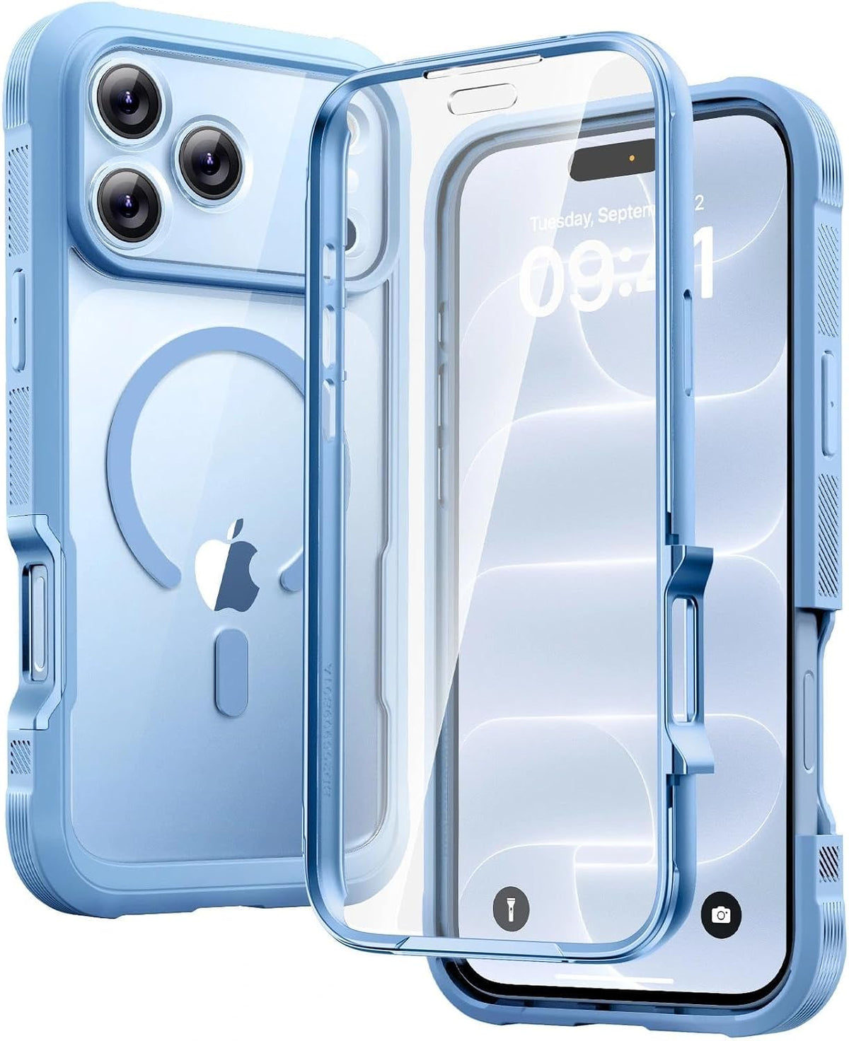 Diaclara Designed for iPhone 15 Plus Case 6.7 Inch, Full-Body Clear Bumper Cases w/Built-in Screen Protector, 360 Protective Rugged Case + Glass Camera Lens Protector,Mint Green