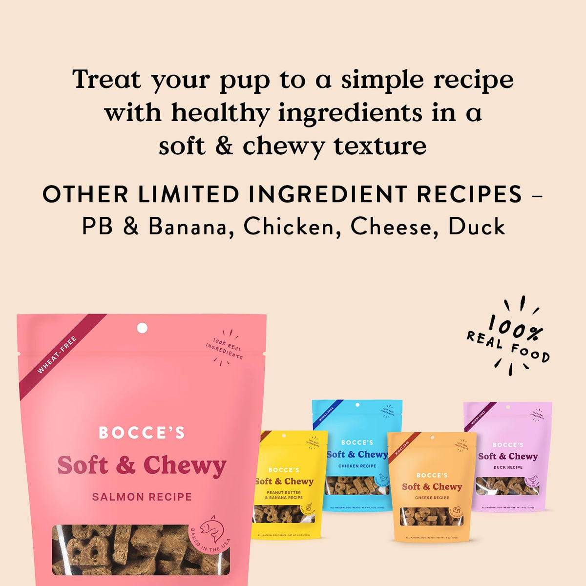 Bocce's Bakery Say Moo Soft & Chewy Dog Treats, Beef & Cheddar Flavor, 6 oz