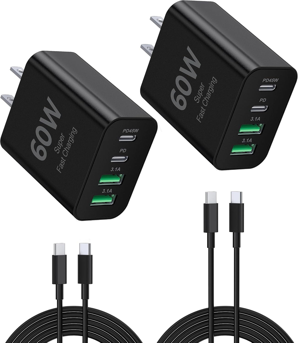 3 Pieces USB C Wall Charger for iPhone 14/15/16/17 Pro Max Plus Cube