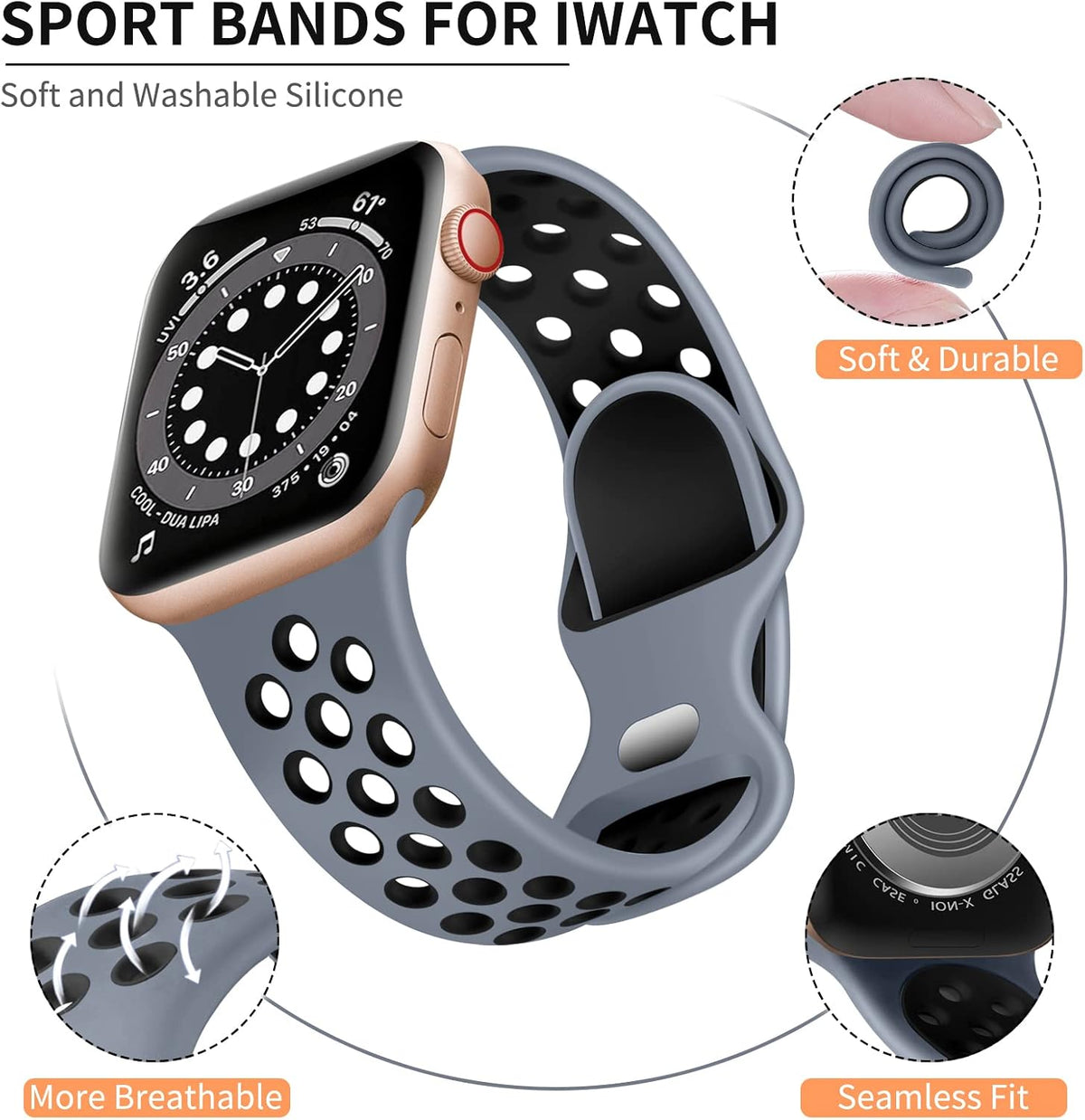 Lerobo Sport Band for Apple Watch Bands 44mm 45mm 46mm 42mm 49mm Men Women
