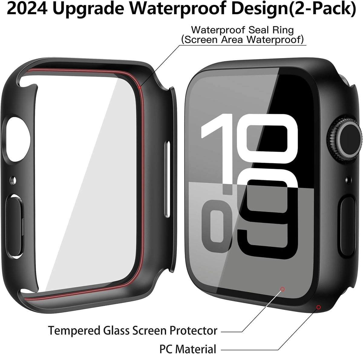 Misxi 2-Pack Waterproof Hard Case for 46mm Apple Watch Series 12 (2026)