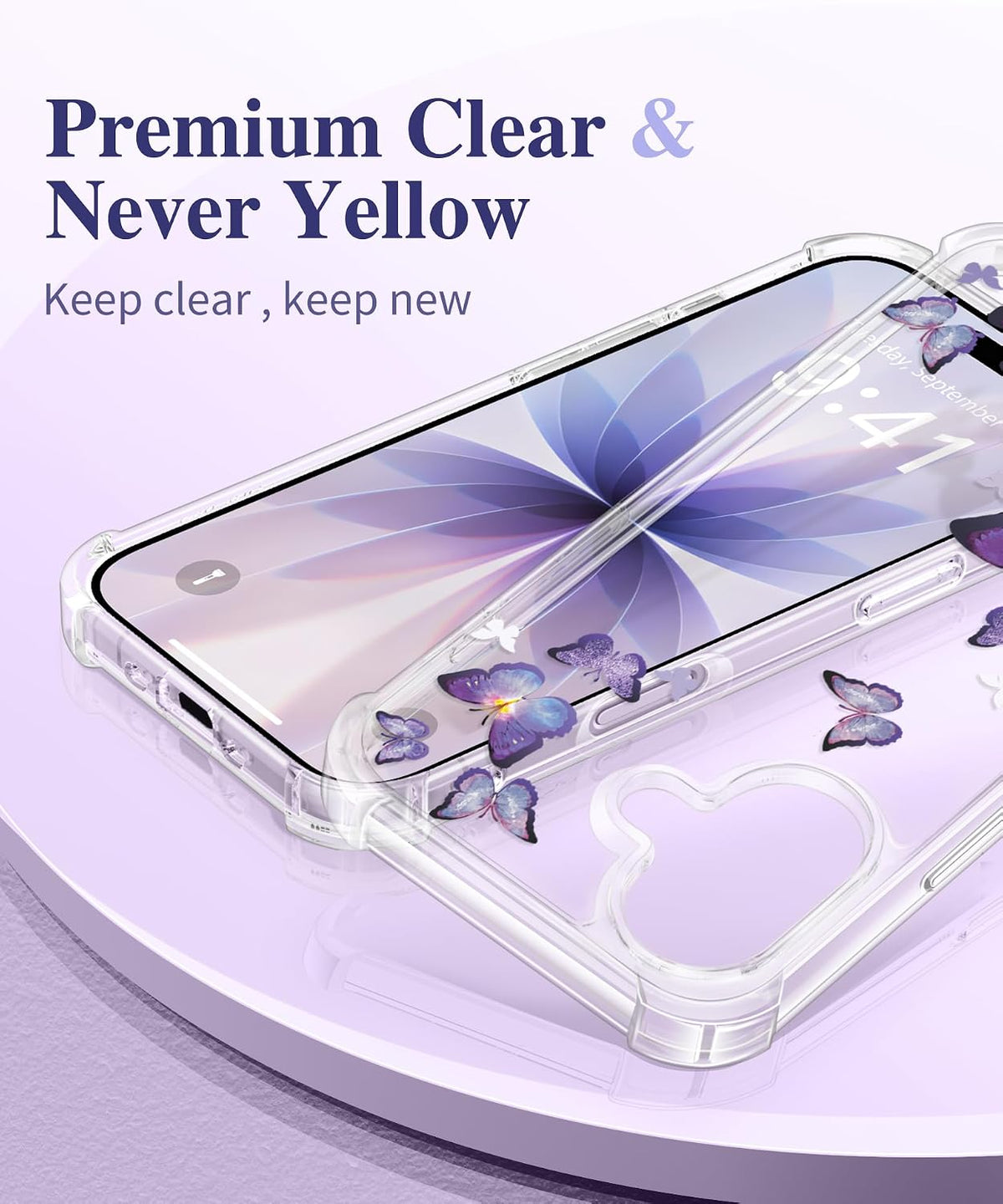GVIEWIN for iPhone 17 Case Floral Clear Slim Women