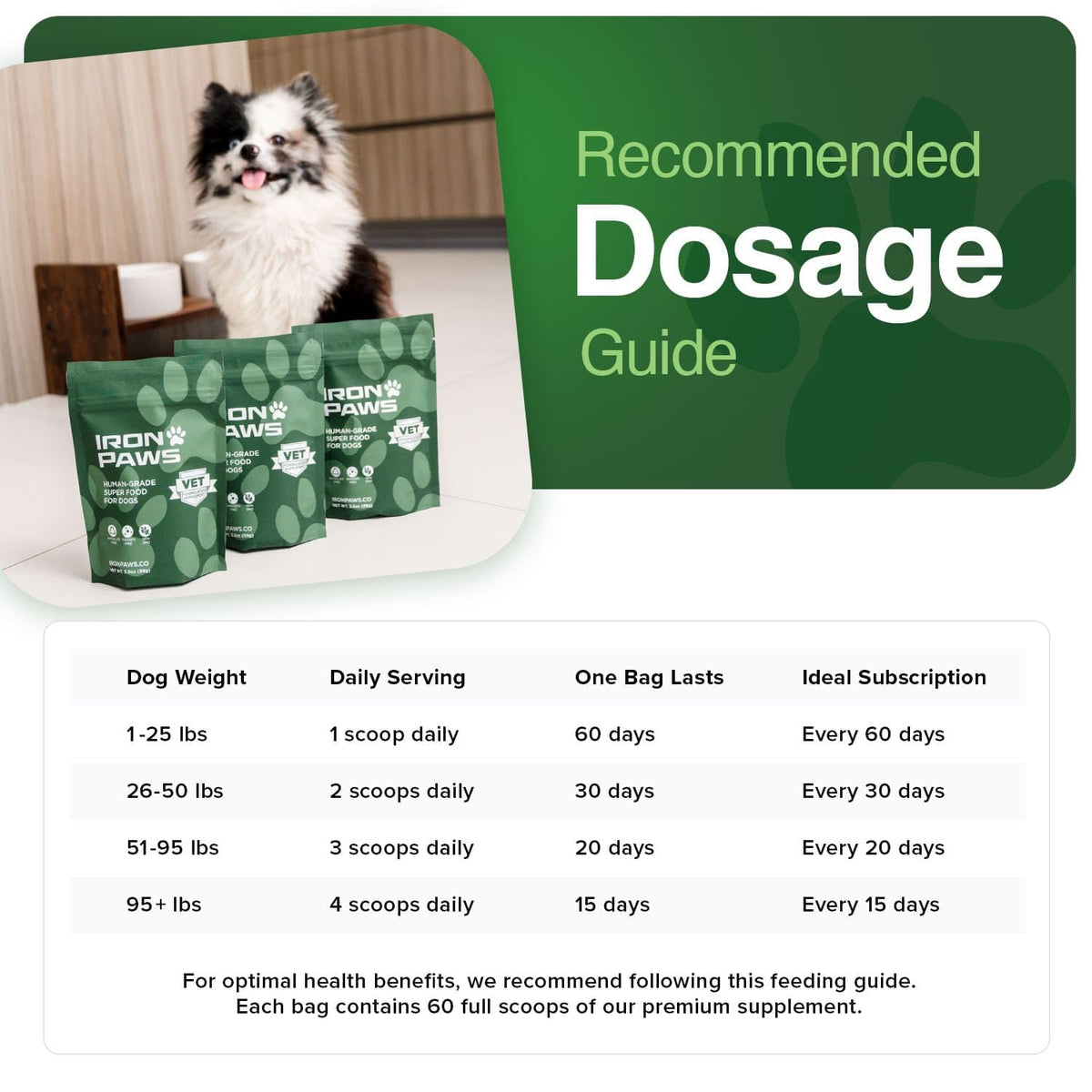 Human-Grade Superfood For Dogs, Premium Greens Powder Supplement For Dental Health, Longevity, Hip & Joint, Gut Health, Allergies, Immune Support, Skin & Coat - 3.5 oz Nutrient Dense Formula