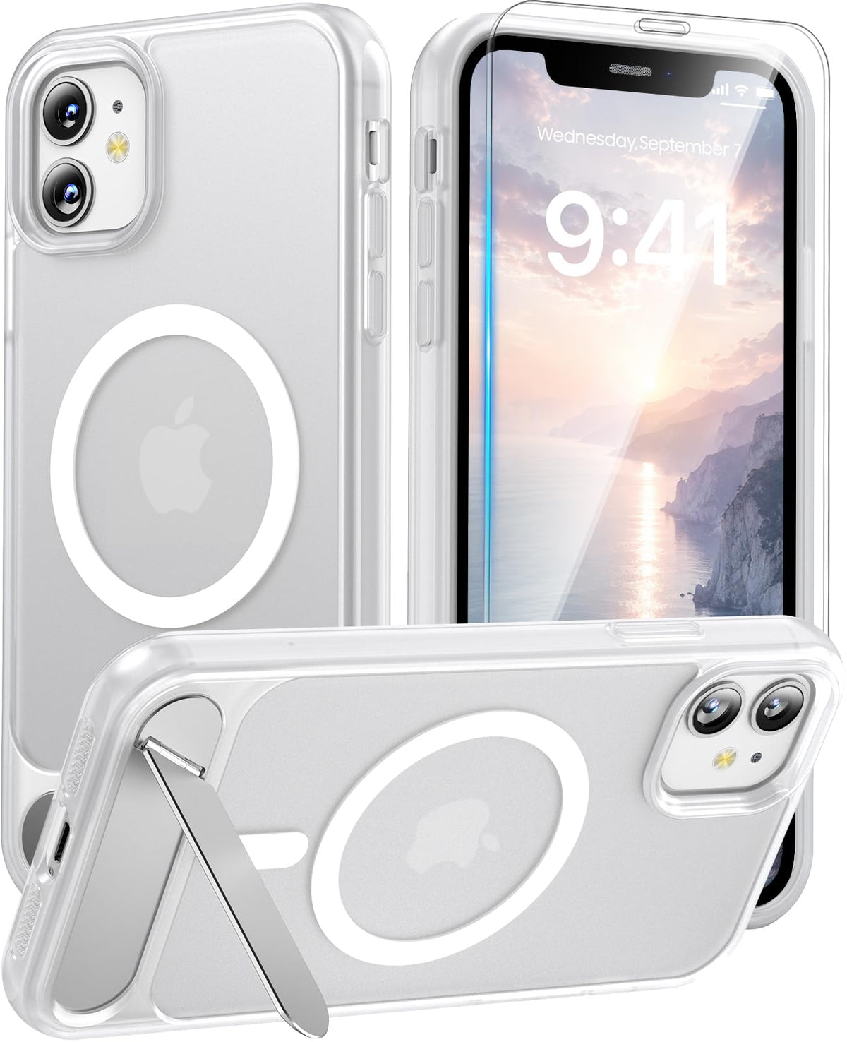 Magnetic for iPhone 16 Pro Case with Stand, Clear Matte
