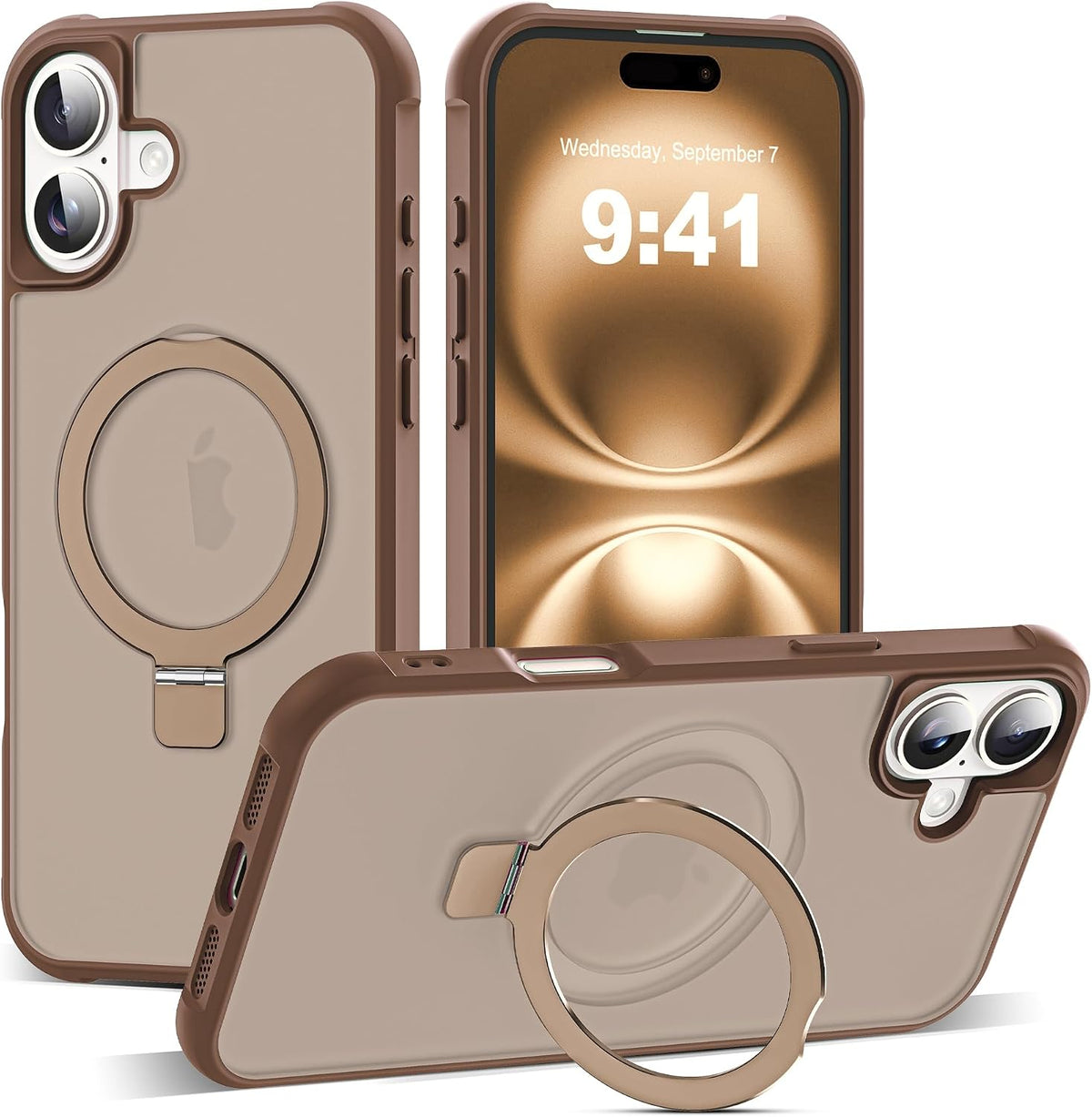 SKYLMW Compatible with iPhone 16 Pro Max Case with Stand,Rose