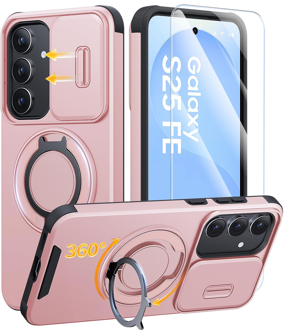 JAME for Samsung Galaxy S26 Case with Ring Stand & Slide Camera Cover