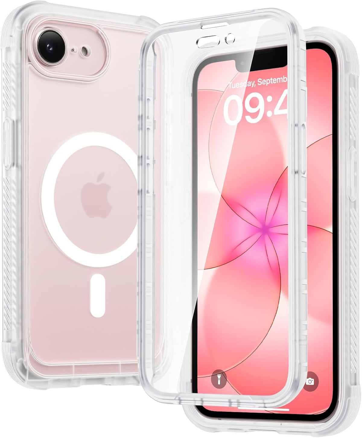 Diaclara Designed for iPhone 15 Plus Case 6.7 Inch, Full-Body Clear Bumper Cases w/Built-in Screen Protector, 360 Protective Rugged Case + Glass Camera Lens Protector,Mint Green