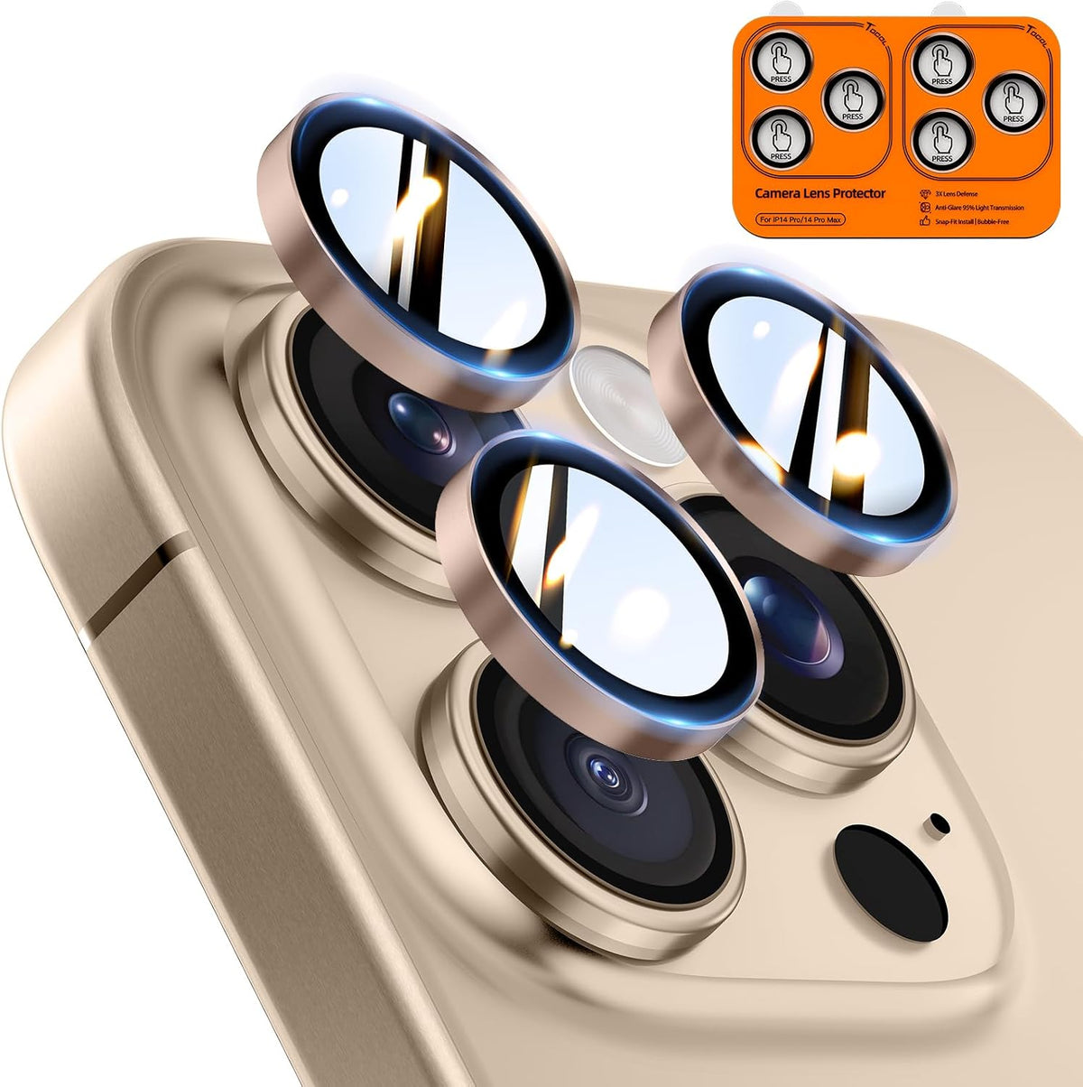 TOCOL for iPhone 16 Pro Max Camera Lens Protector/iPhone 16 Pro Camera Lens Protector Tempered Glass HD Individual Scratch Resistant Cover Accessories Case Friendly 2 Pack（Light Blue）