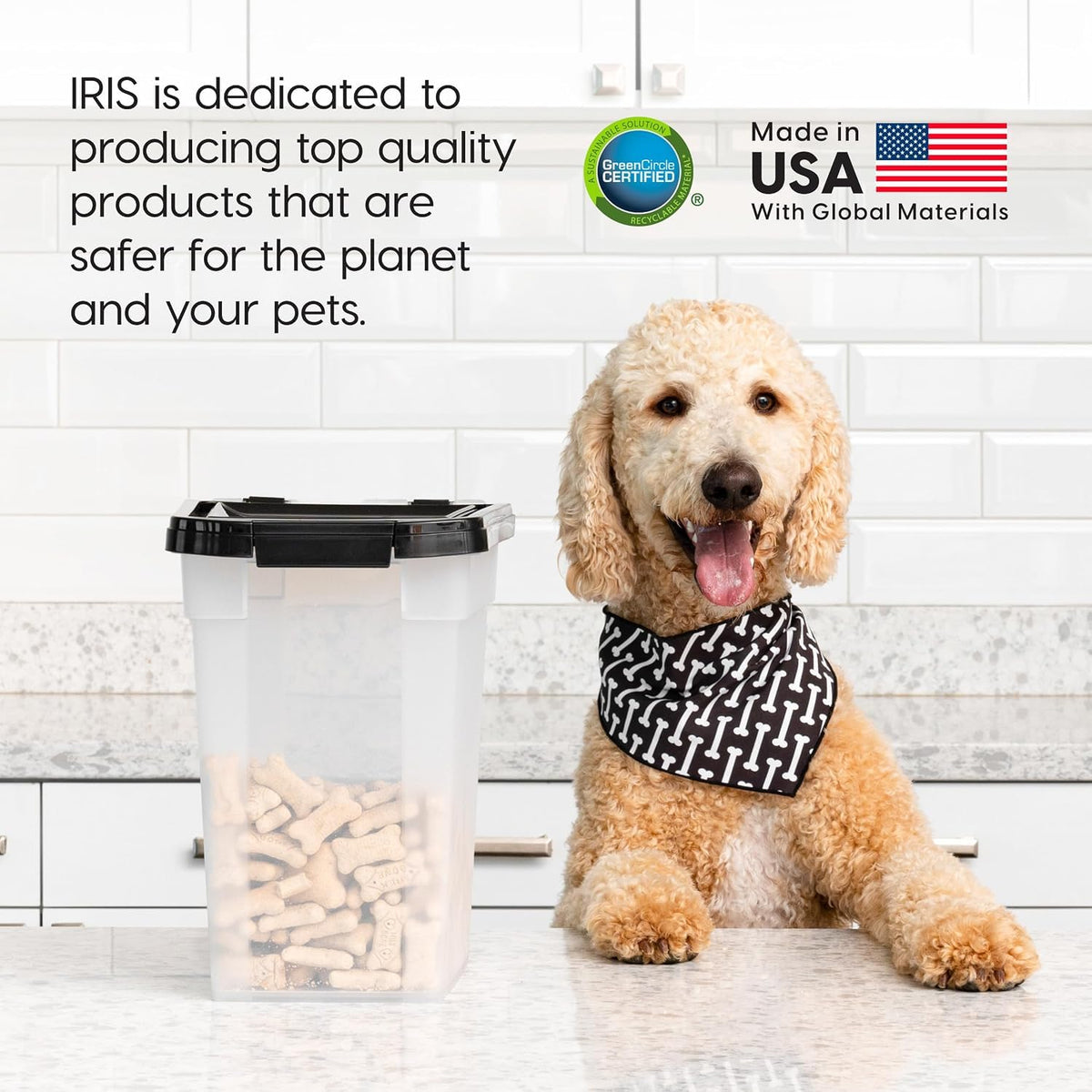 IRIS USA Dog Food Storage Container, Airtight, 30 lb Capacity, Wheels