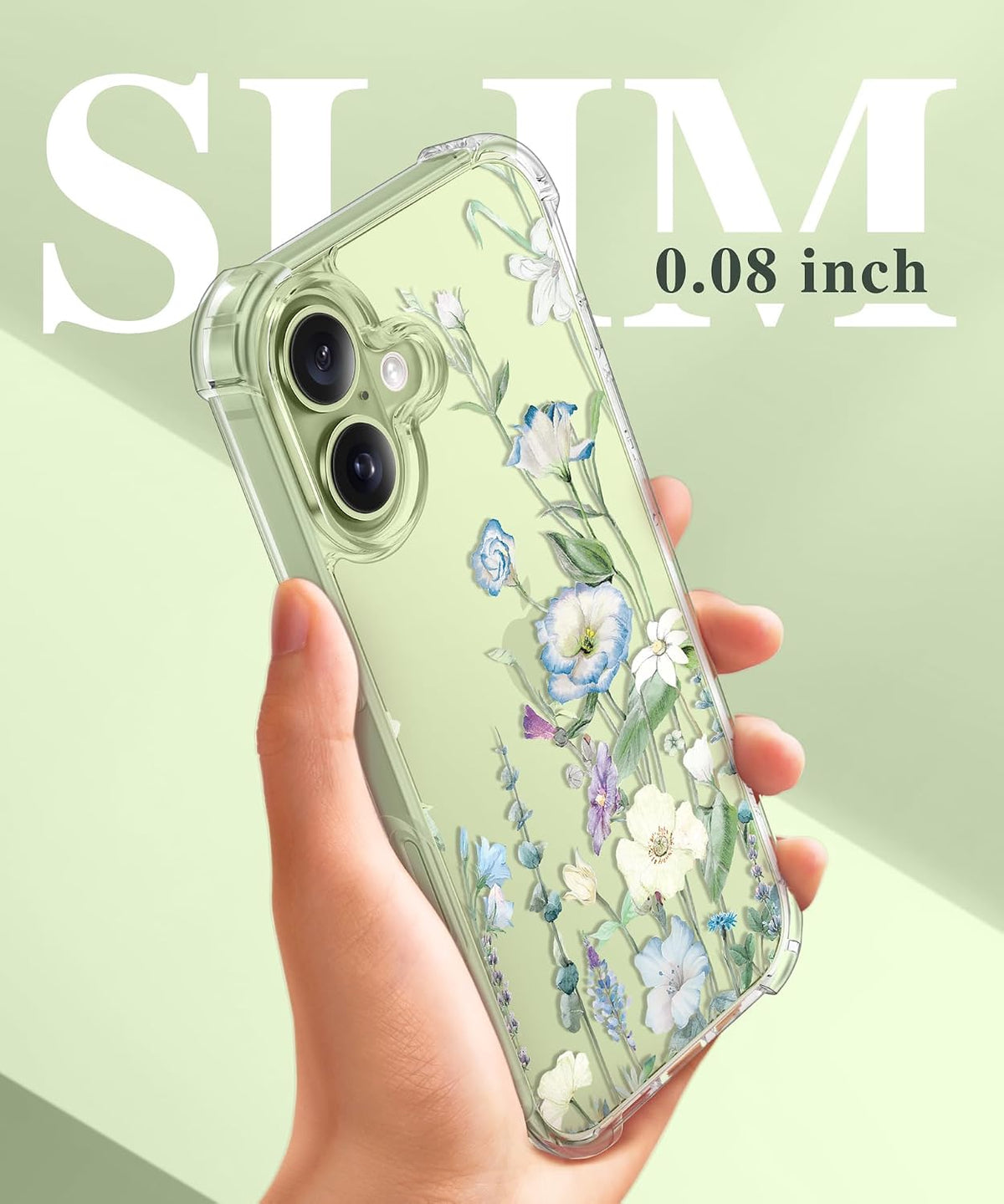 GVIEWIN for iPhone 17 Case Floral Clear Slim Women