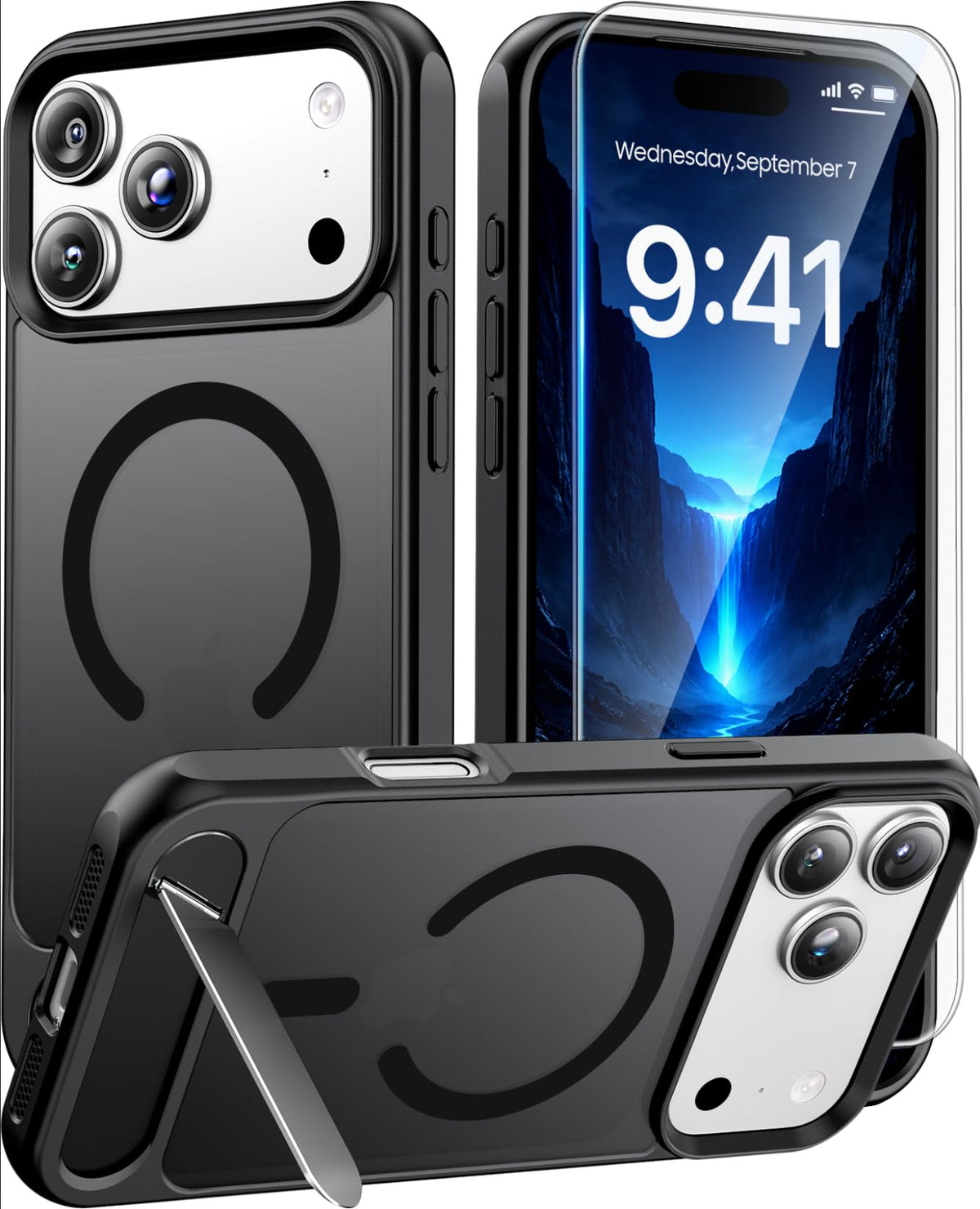 Magnetic for iPhone 16 Pro Case with Stand, Clear Matte