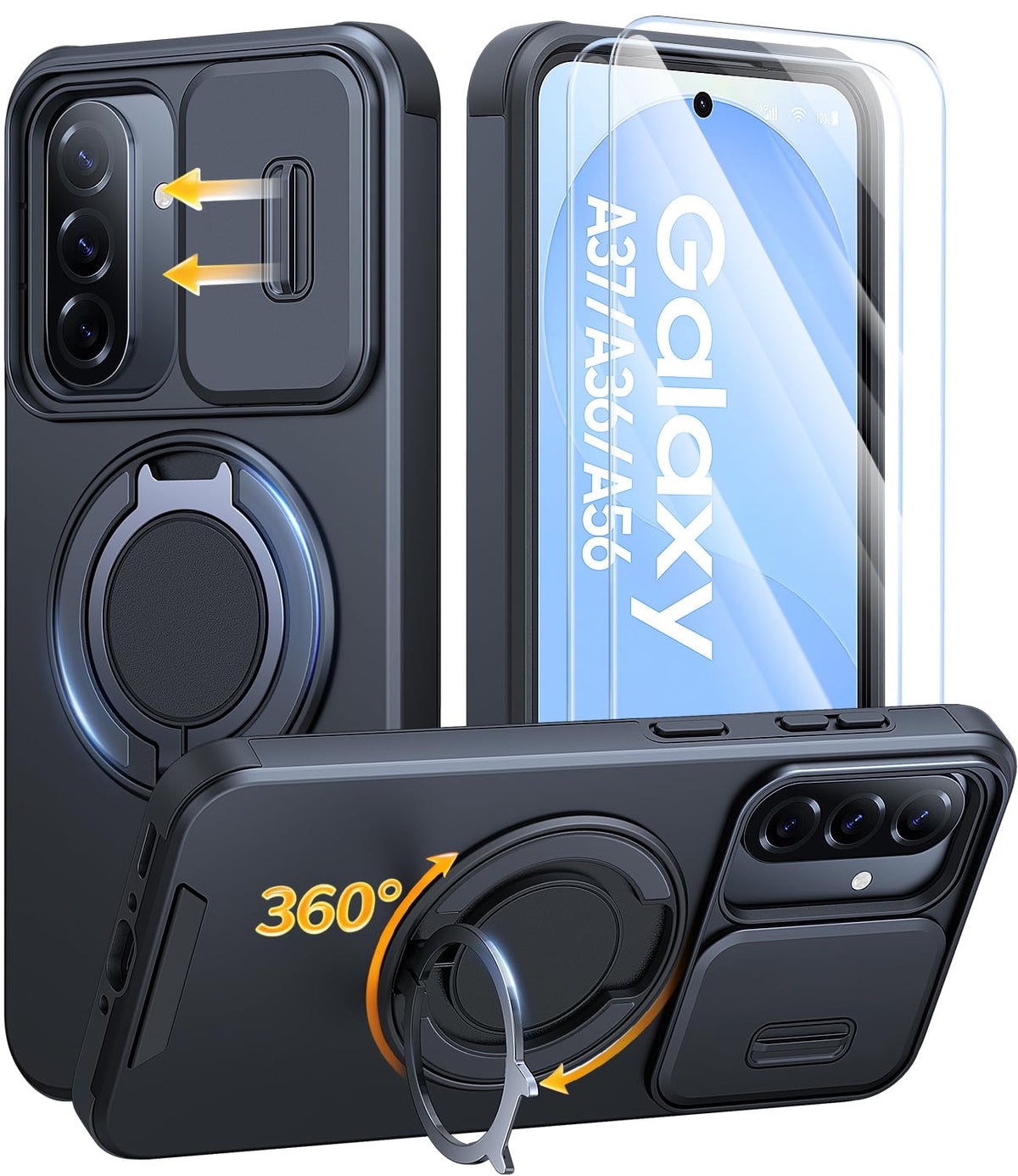 JAME for Samsung Galaxy S26 Case with Ring Stand & Slide Camera Cover