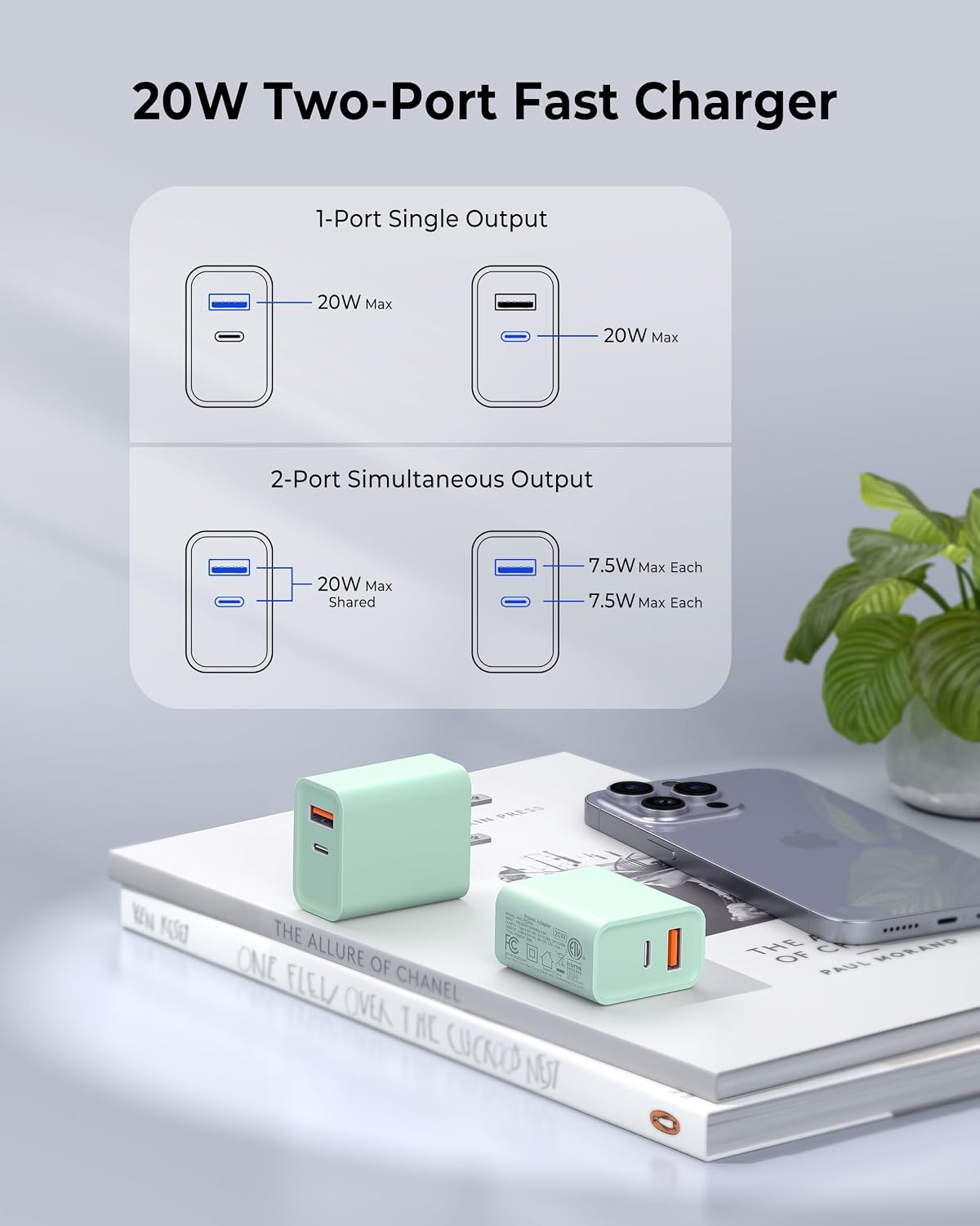3 Pieces USB C Wall Charger for iPhone 14/15/16/17 Pro Max Plus Cube
