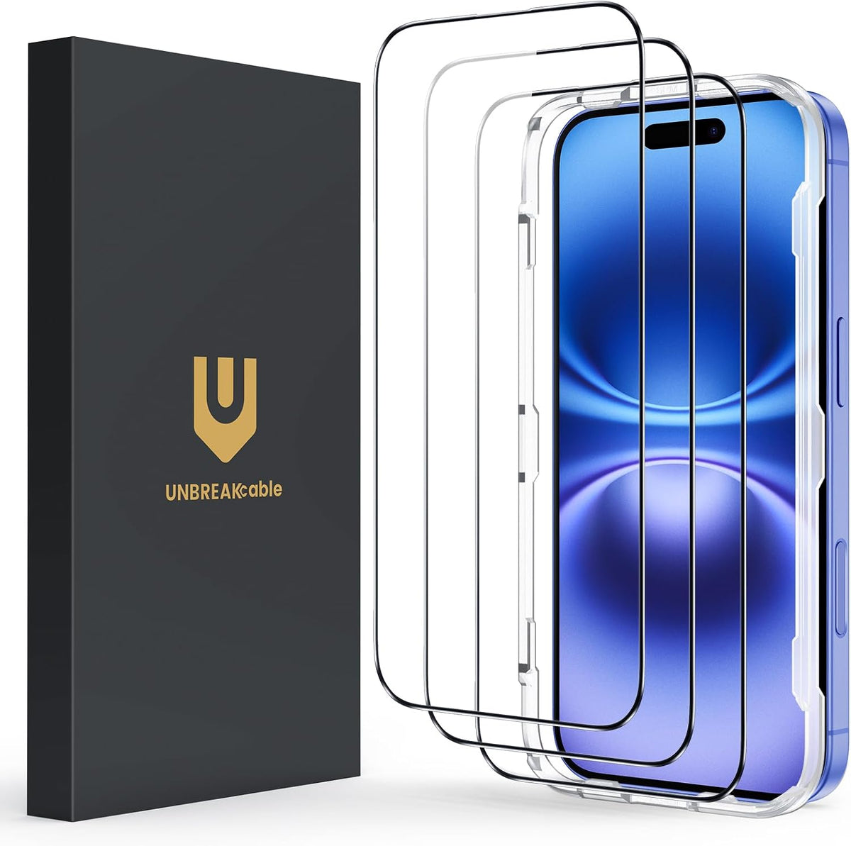 UNBREAKcable 3-Pack Screen Protector for iPhone 15, Full Coverage