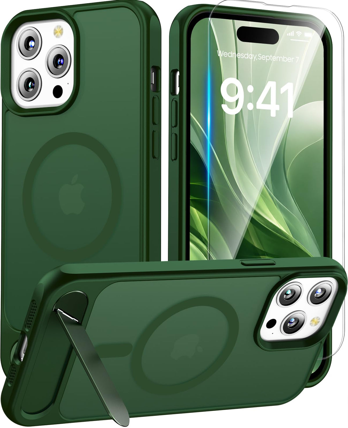 Magnetic for iPhone 16 Pro Case with Stand, Clear Matte