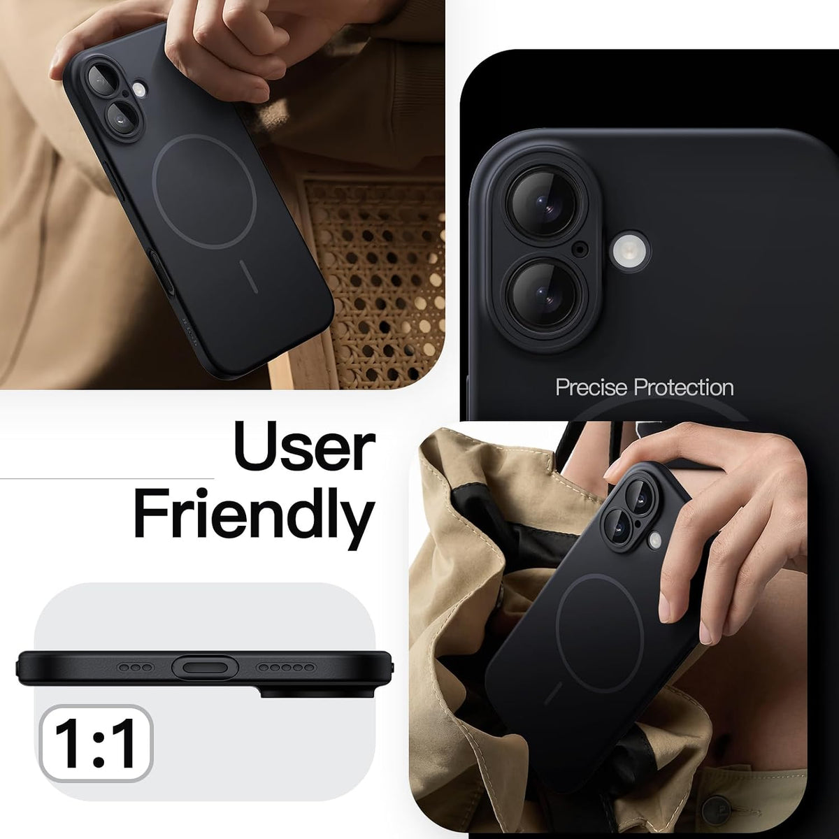 JETech Magnetic Slim Case for iPhone 18 Pro, Dark Cherry