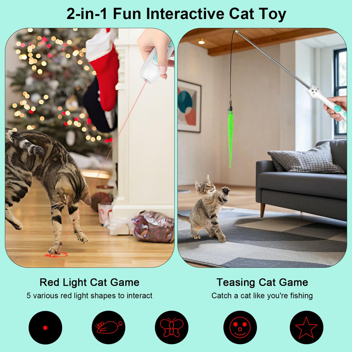 TBTeek Cat Toys, Rechargeable, 3 Light Modes & 5 Fun Patterns
