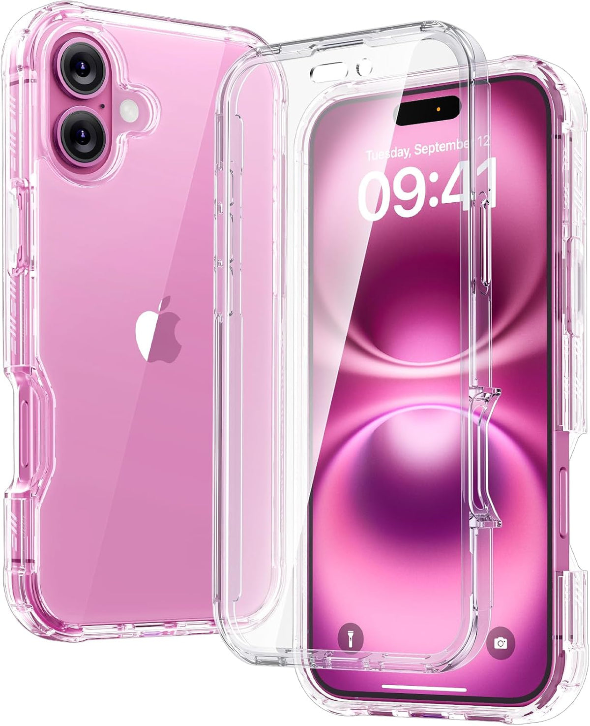 Diaclara Designed for iPhone 15 Plus Case 6.7 Inch, Full-Body Clear Bumper Cases w/Built-in Screen Protector, 360 Protective Rugged Case + Glass Camera Lens Protector,Mint Green