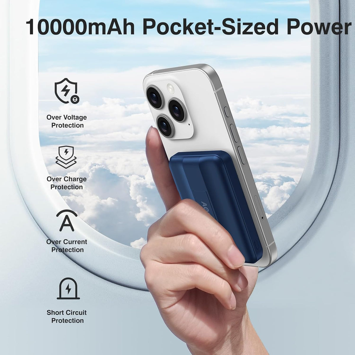 AOGUERBE for MagSafe Portable Charger, 10000mAh Magnetic Charger for iphone