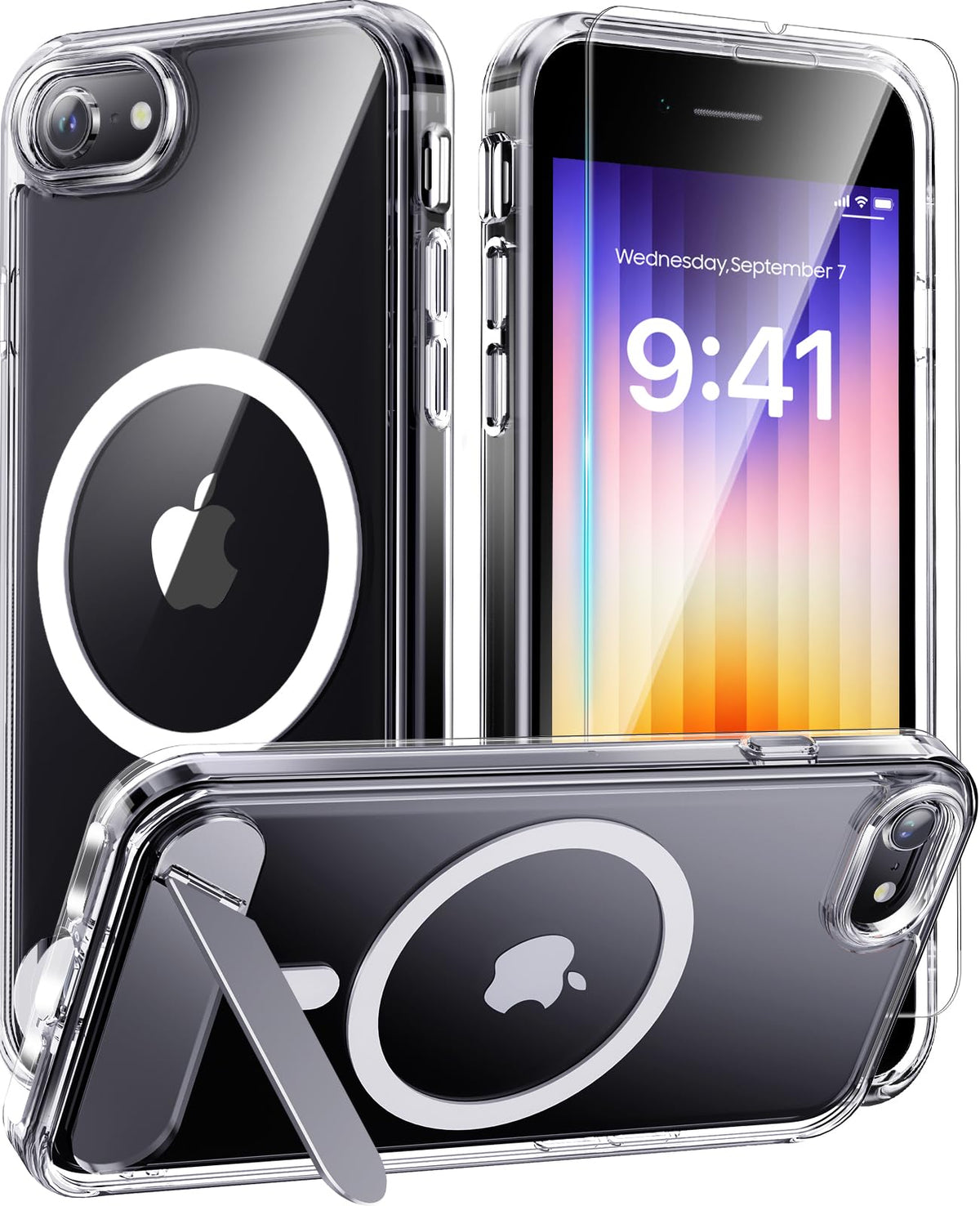 Magnetic for iPhone 16 Pro Case with Stand, Clear Matte