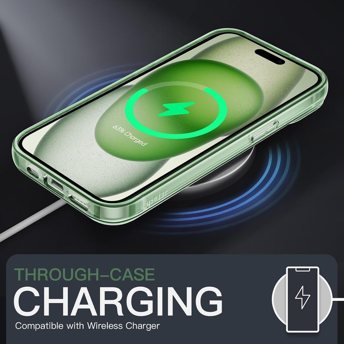 JETech Case for iPhone 15, Anti-Yellowing, Green