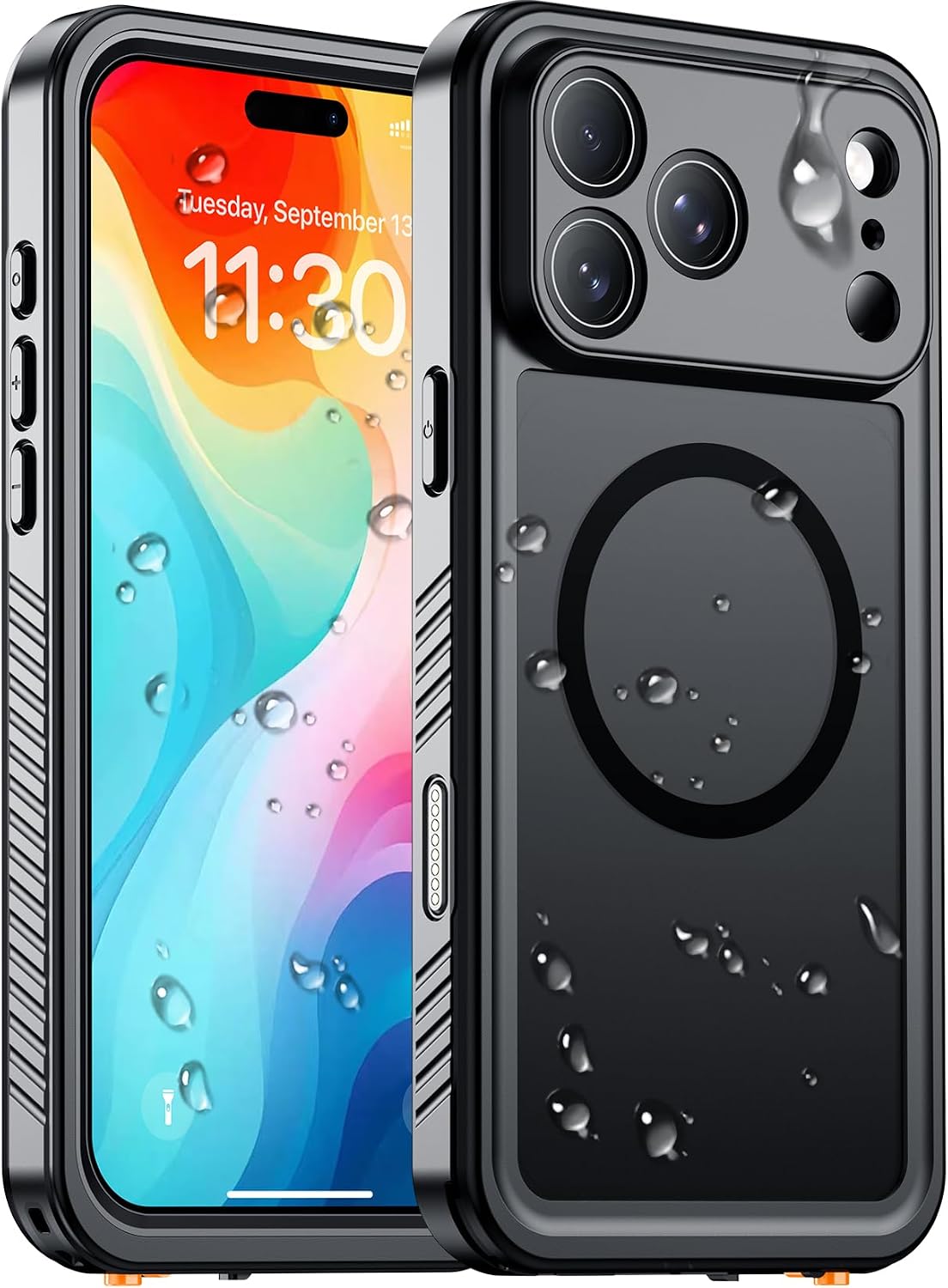 Temdan Compatible with iPhone 17 Pro Case,Waterproof Built-in Screen & Camera Protector IP68 Underwater Full Body 17FT Military Dropproof Shockproof Phone Case 6.3"-Blue/Clear