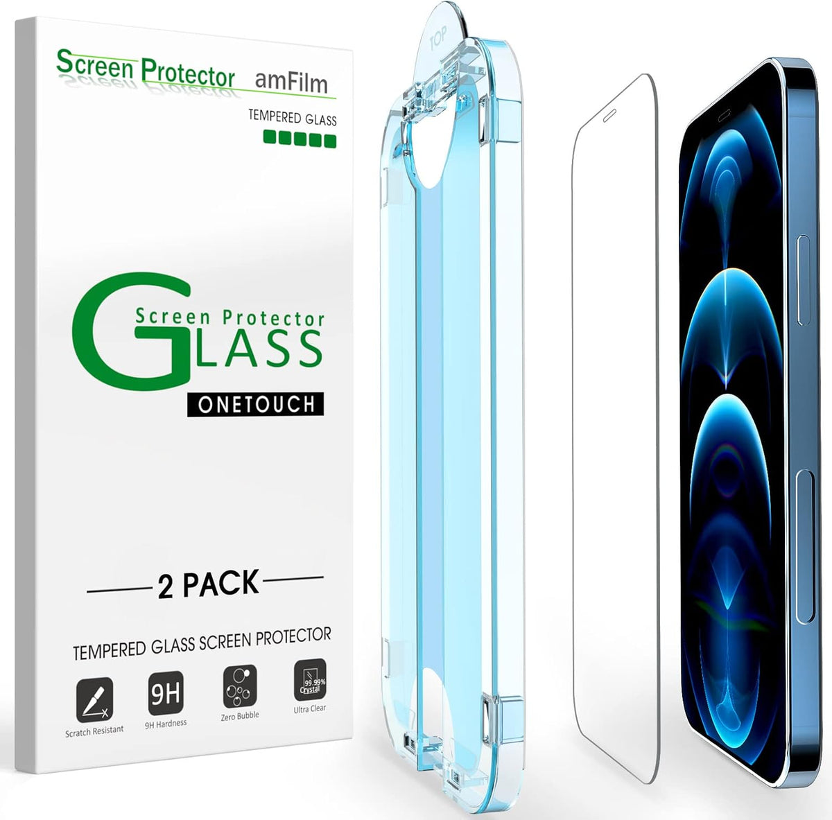 amFilm OneTouch for iPhone 18 Pro Max 6.9'' Screen Protector Tempered Glass