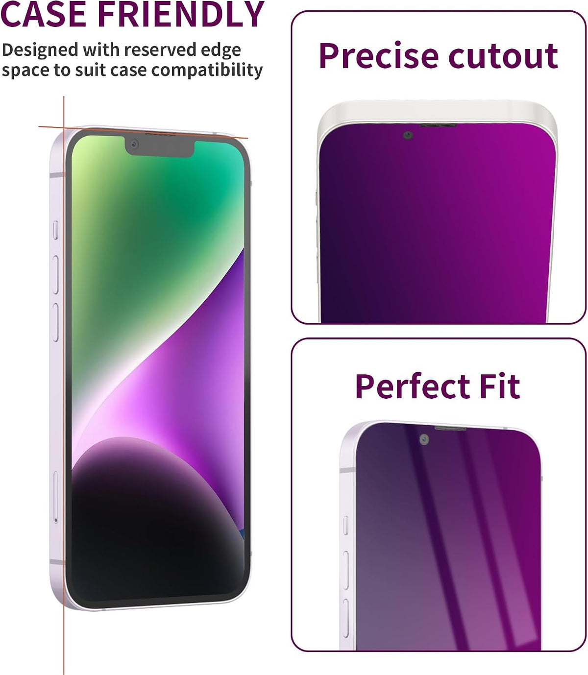 2 Pack Privacy Screen Protector for iPhone 13 Pro Max/14 Plus