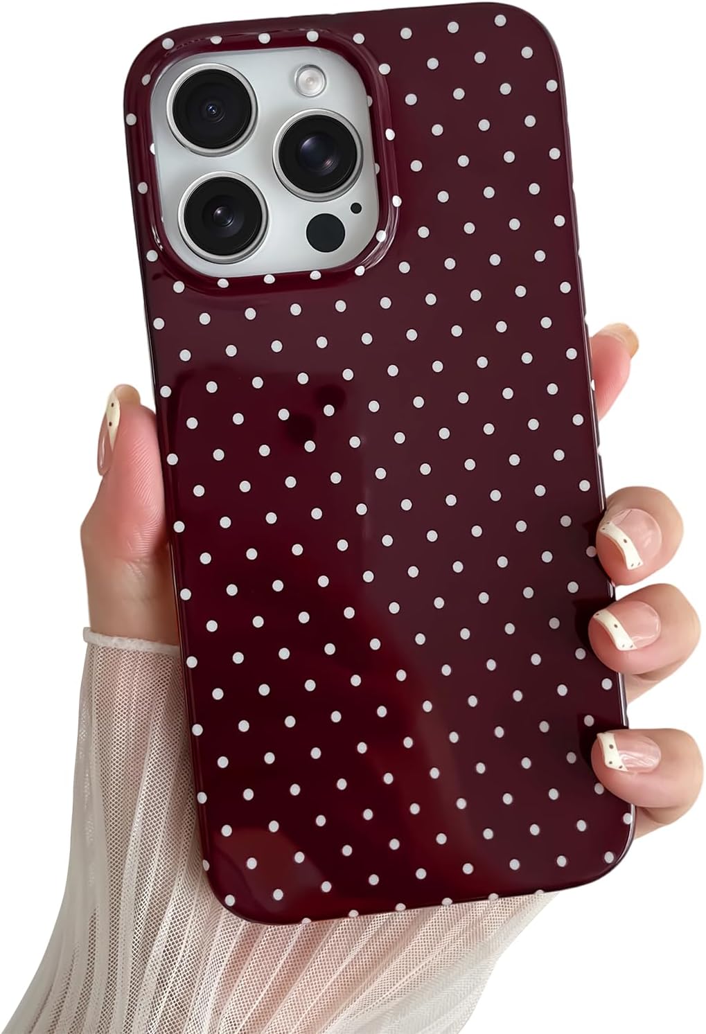 Yeddabox for iPhone 15 Case Cute Polka Dot Phone Case Soft TPU Slim Shockproof Phone Cover for Women Girls, Blue