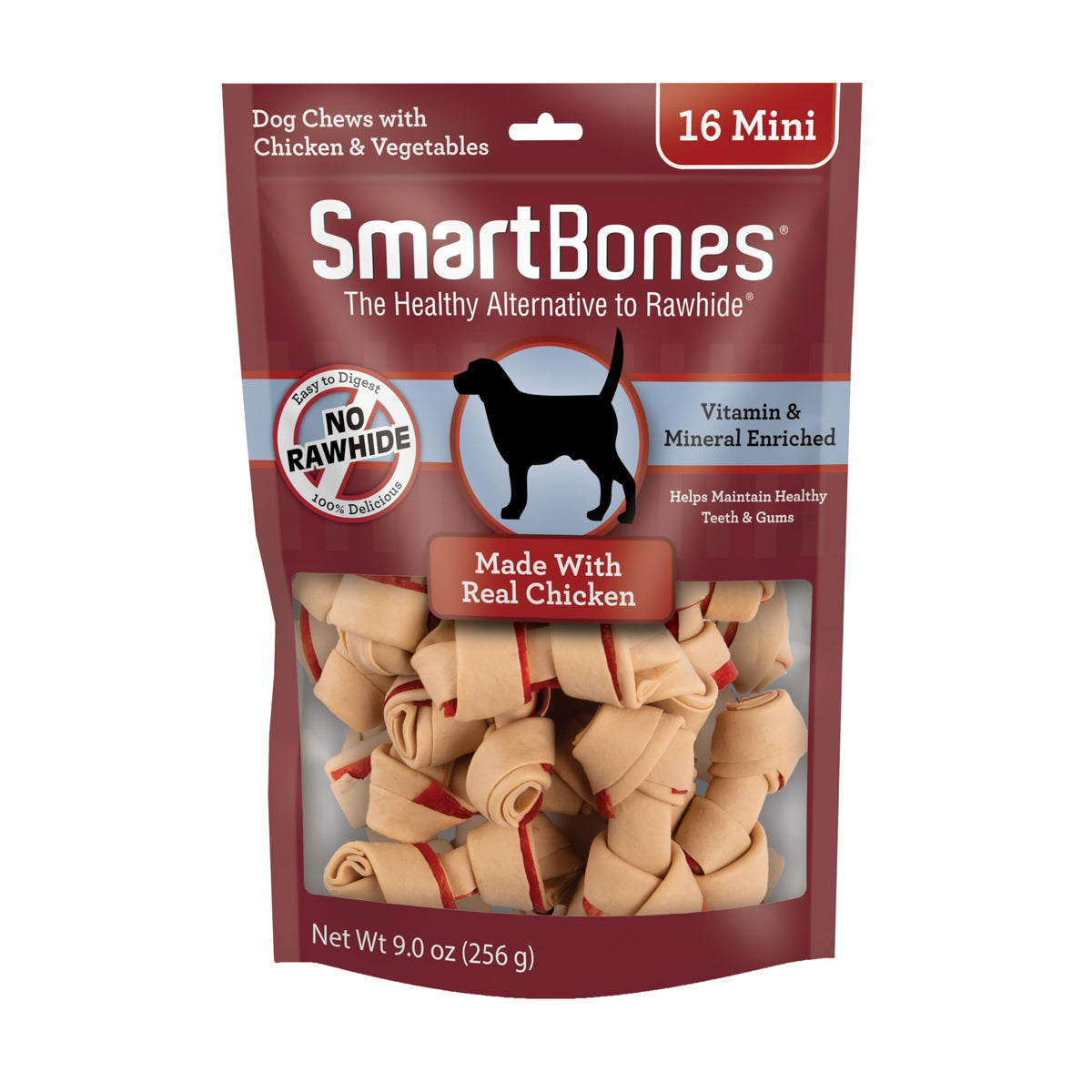 SmartBones Mini Bones Rawhide-Free Dog Treat, Real Peanut Butter, 24 Count