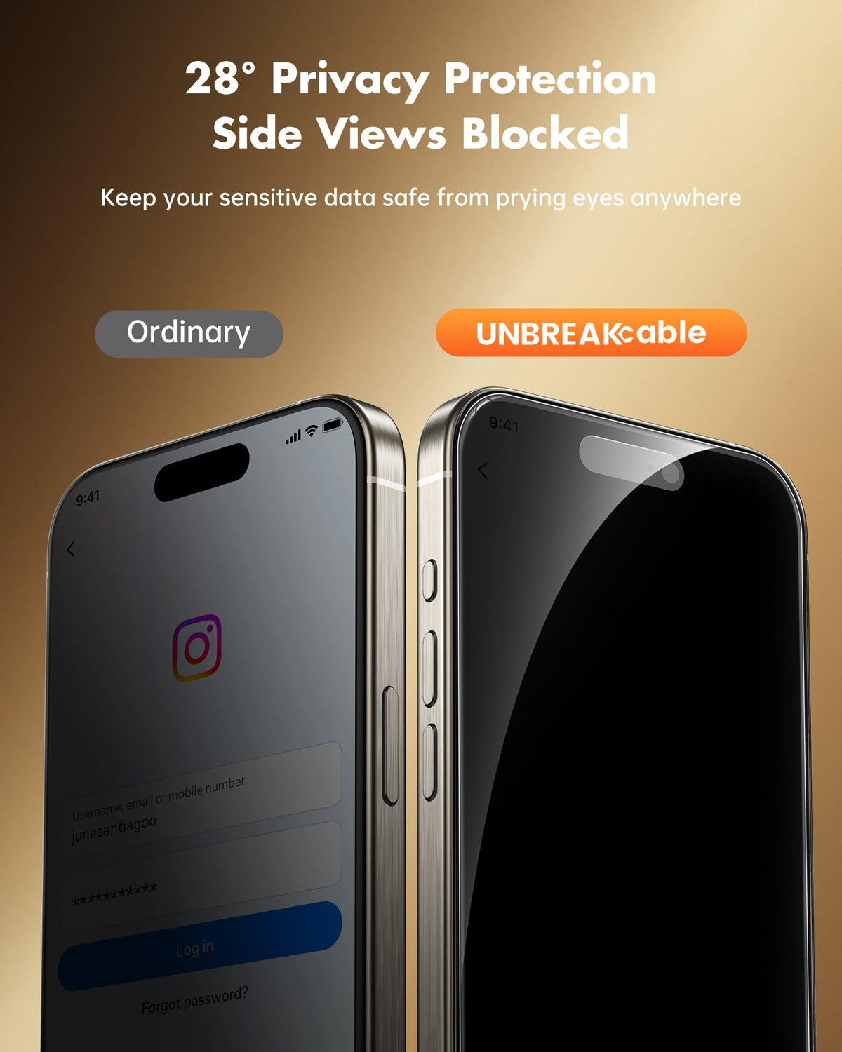 UNBREAKcable Privacy Screen Protector for iPhone 16 Pro, 2-Pack