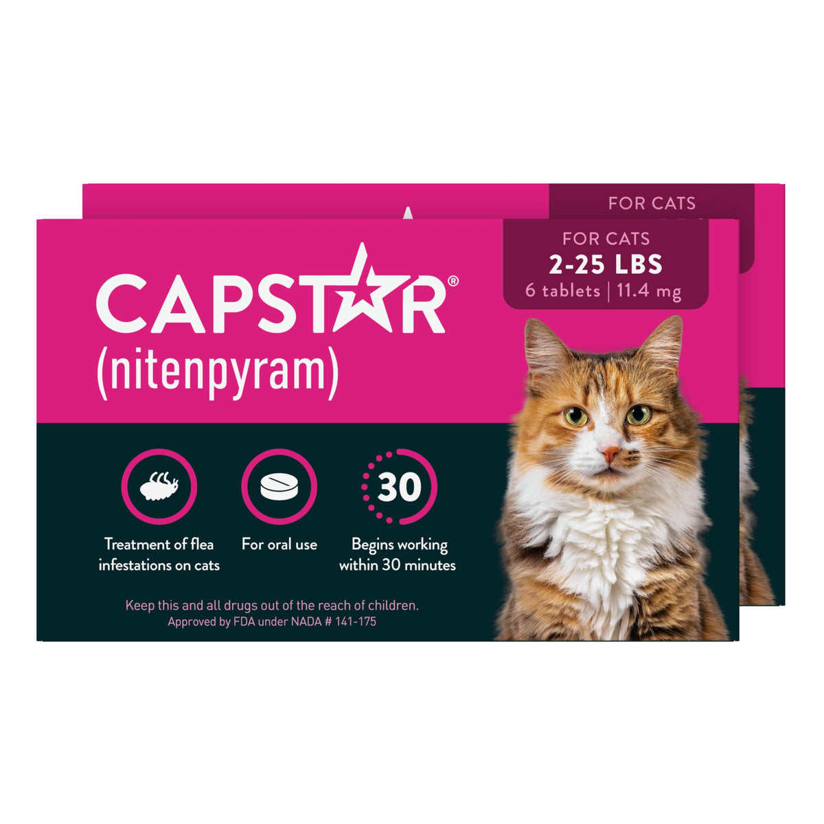 Capstar Oral Flea Tablets Cats 2-25 lbs, Nitenpyram, 6-Dose