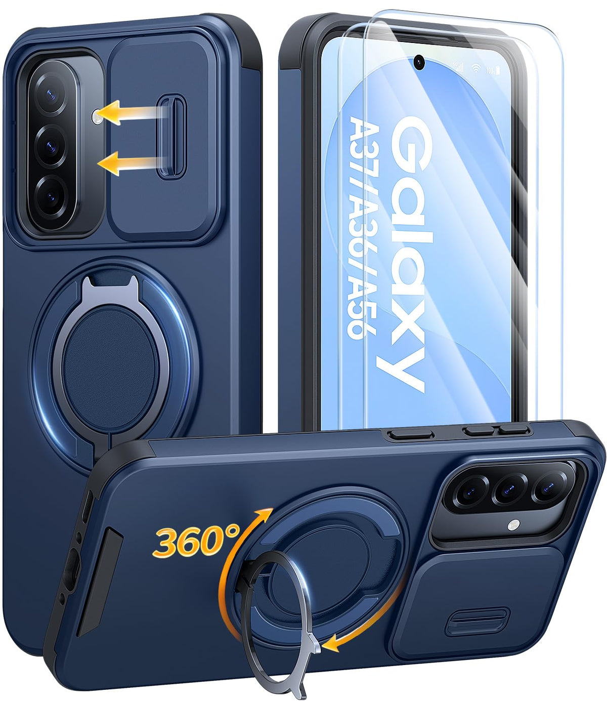 JAME for Samsung Galaxy S26 Case with Ring Stand & Slide Camera Cover