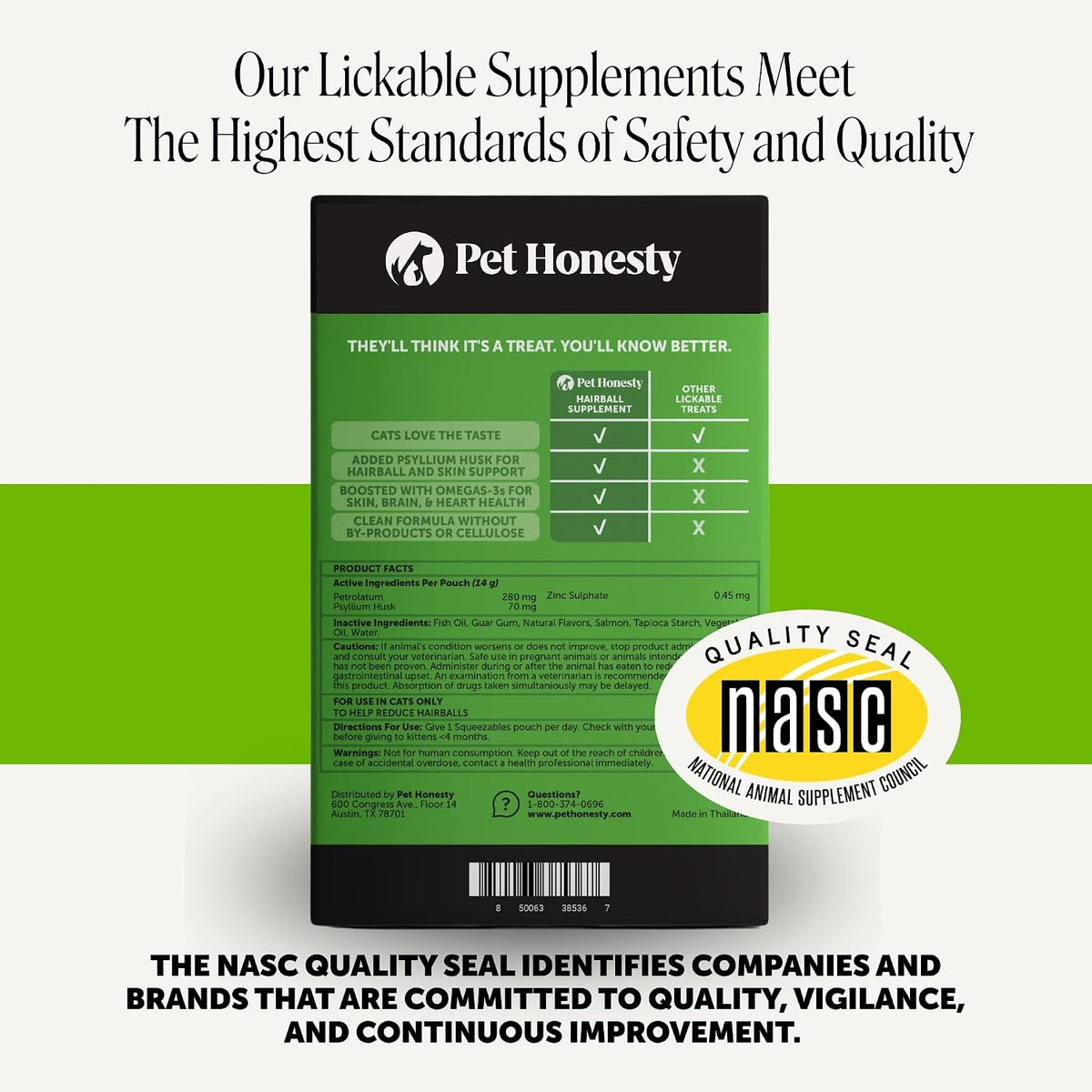 Pet Honesty Vet Backed Hairball Remedy Lickable Puree, Salmon, 20 Ct