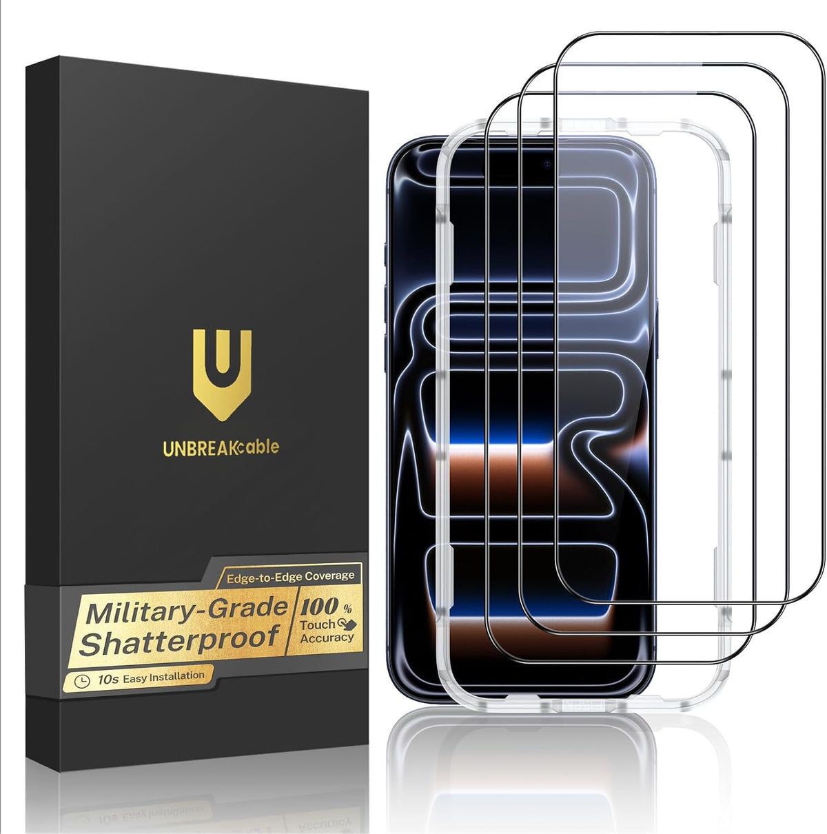 UNBREAKcable 3-Pack Screen Protector for iPhone 15, Full Coverage