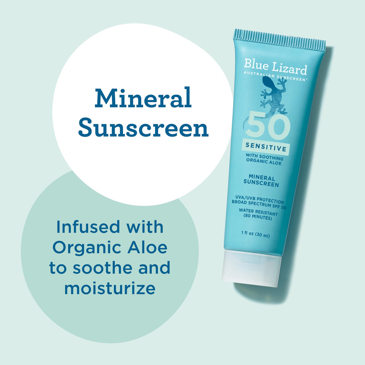 Blue Lizard Sensitive Mineral Sunscreen SPF 50 Sunscreen Lotion, 3 oz Tube