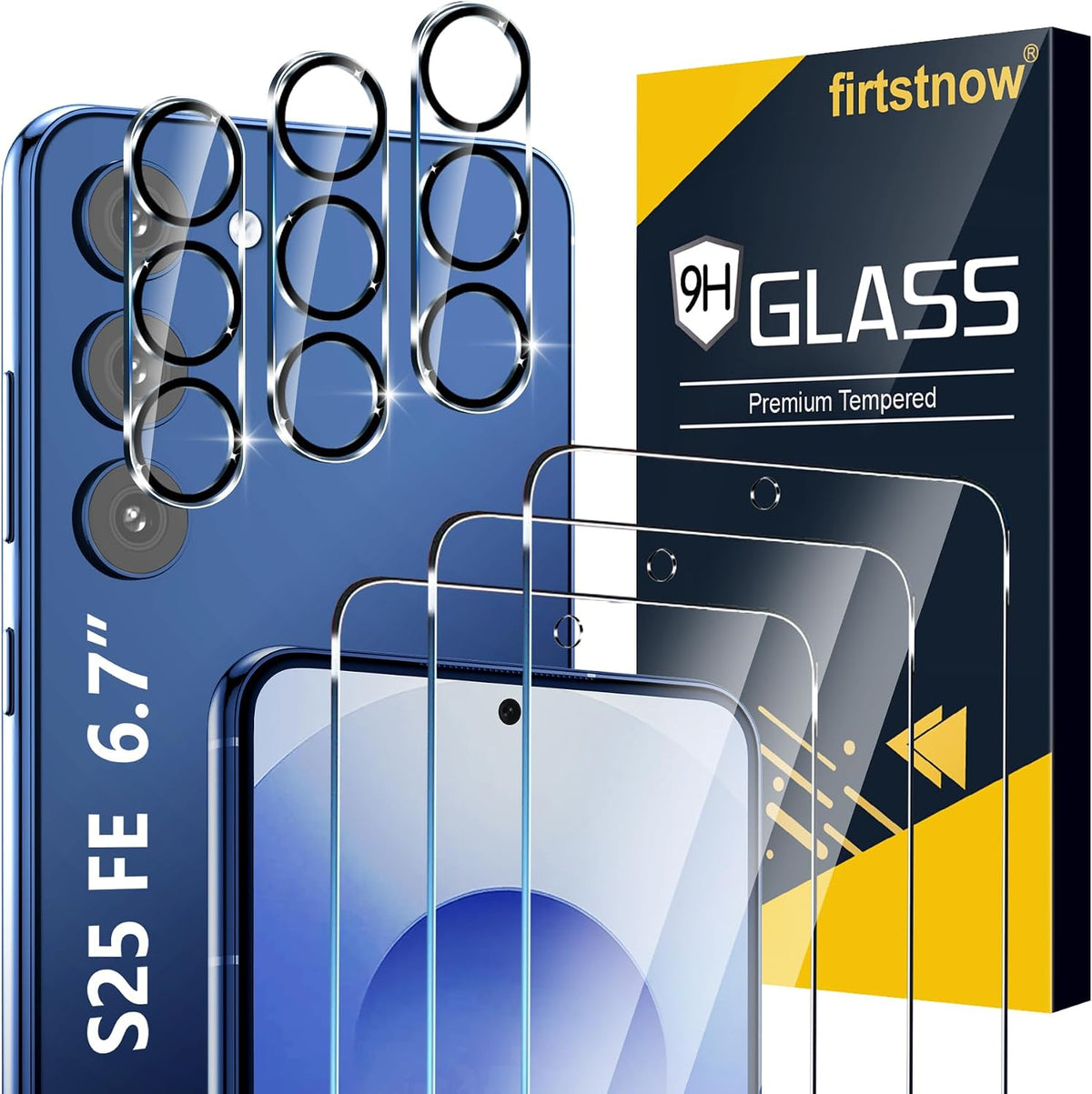 firtstnow 3 Pack for Samsung Galaxy S26 Ultra Screen Protector Tempered Glass + 3 Pack Camera Lens Protector, Military Grade Shatterproof, 9H Hardness, Fingerprint Unlock,Case Friendly 6.9 Inch