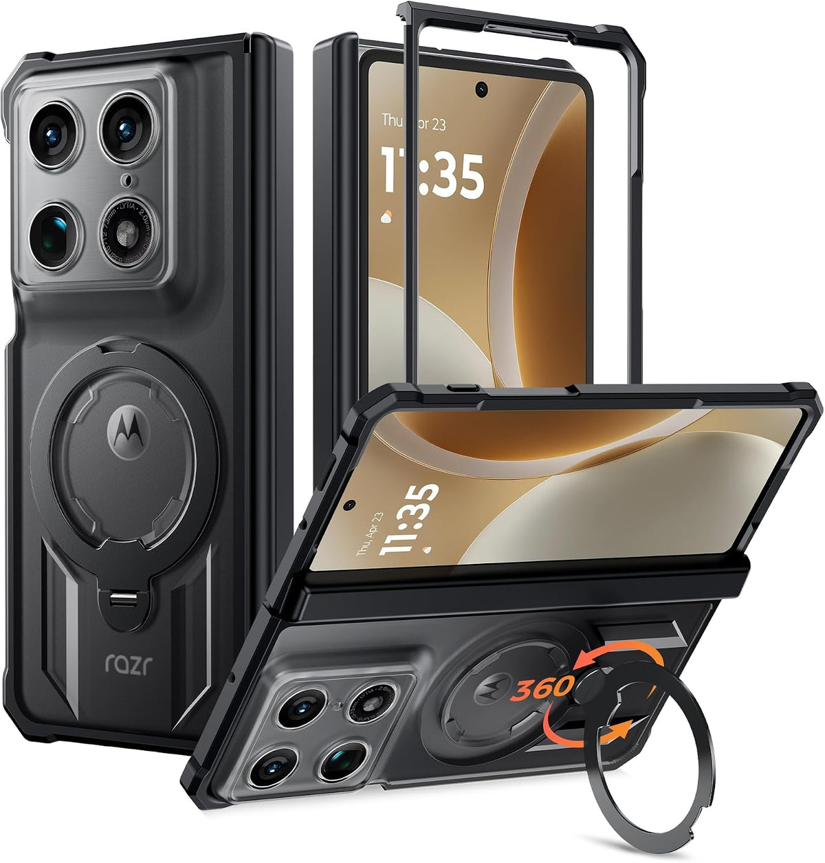 FNTCASE for iPhone 17 Case with 360 Spin Magnetic Stand