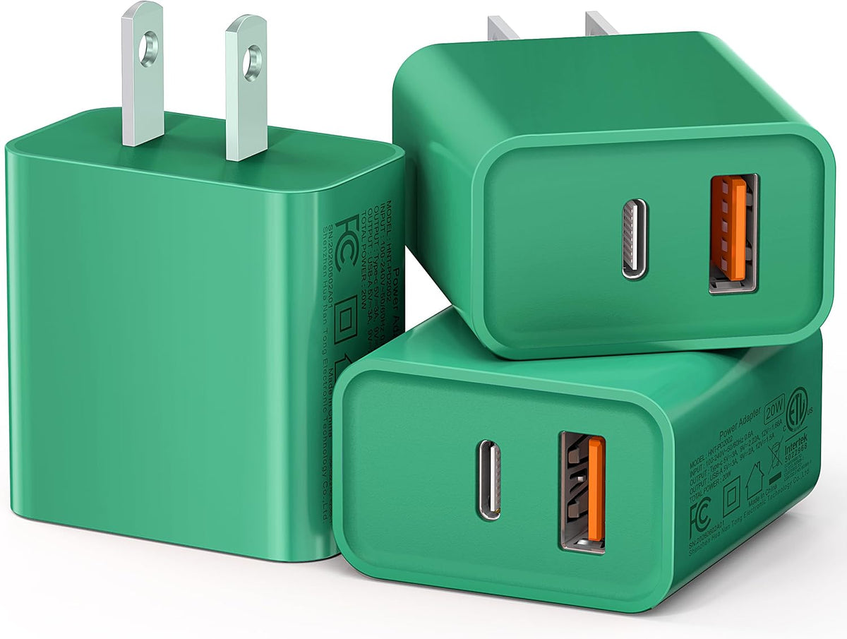 3 Pieces USB C Wall Charger for iPhone 14/15/16/17 Pro Max Plus Cube